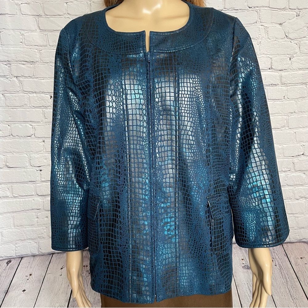 Other NWT New Susan Graver Style Blue Snake Print Pattern 3/4 Sle Size L / US 10 / IT 46 - 4 Thumbnail