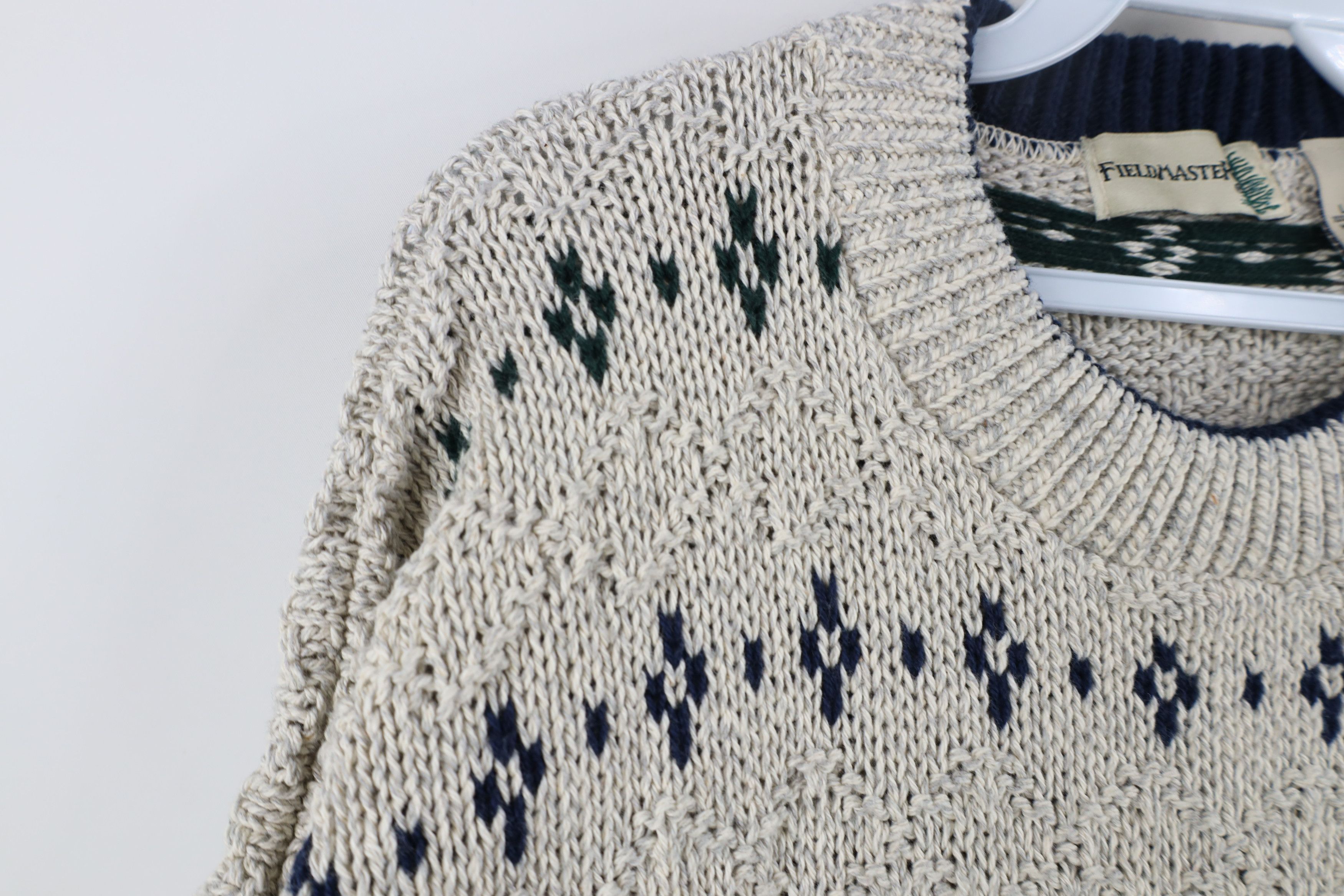 Vintage Vintage 90s Streetwear Geometric Cotton Knit Sweater USA Size US L / EU 52-54 / 3 - 6 Thumbnail