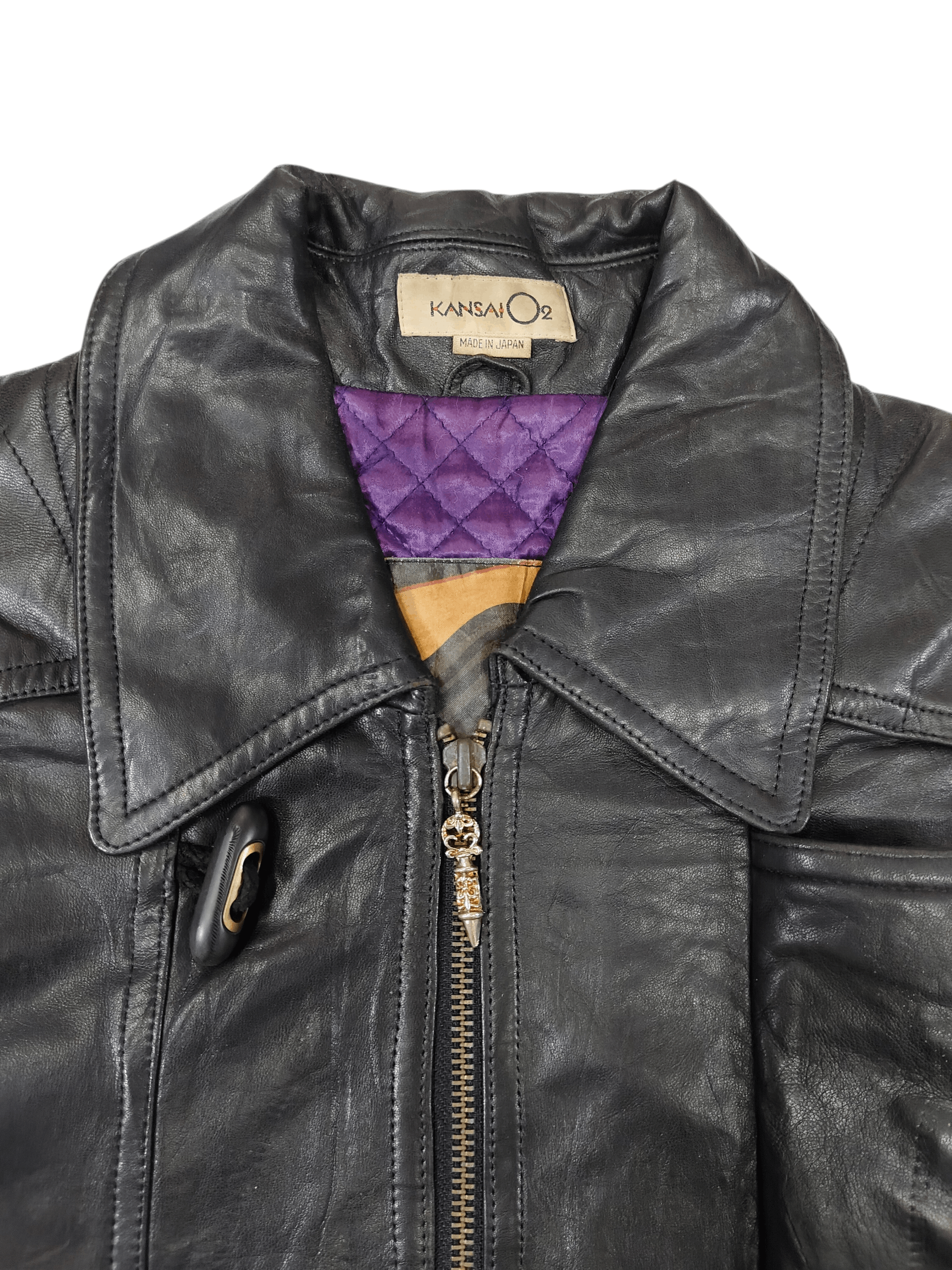 Kansai Yamamoto ARCHIVE📕80s Kansai O2 Tribal Embossed Leather Jacket Size US L / EU 52-54 / 3 - 8 Thumbnail