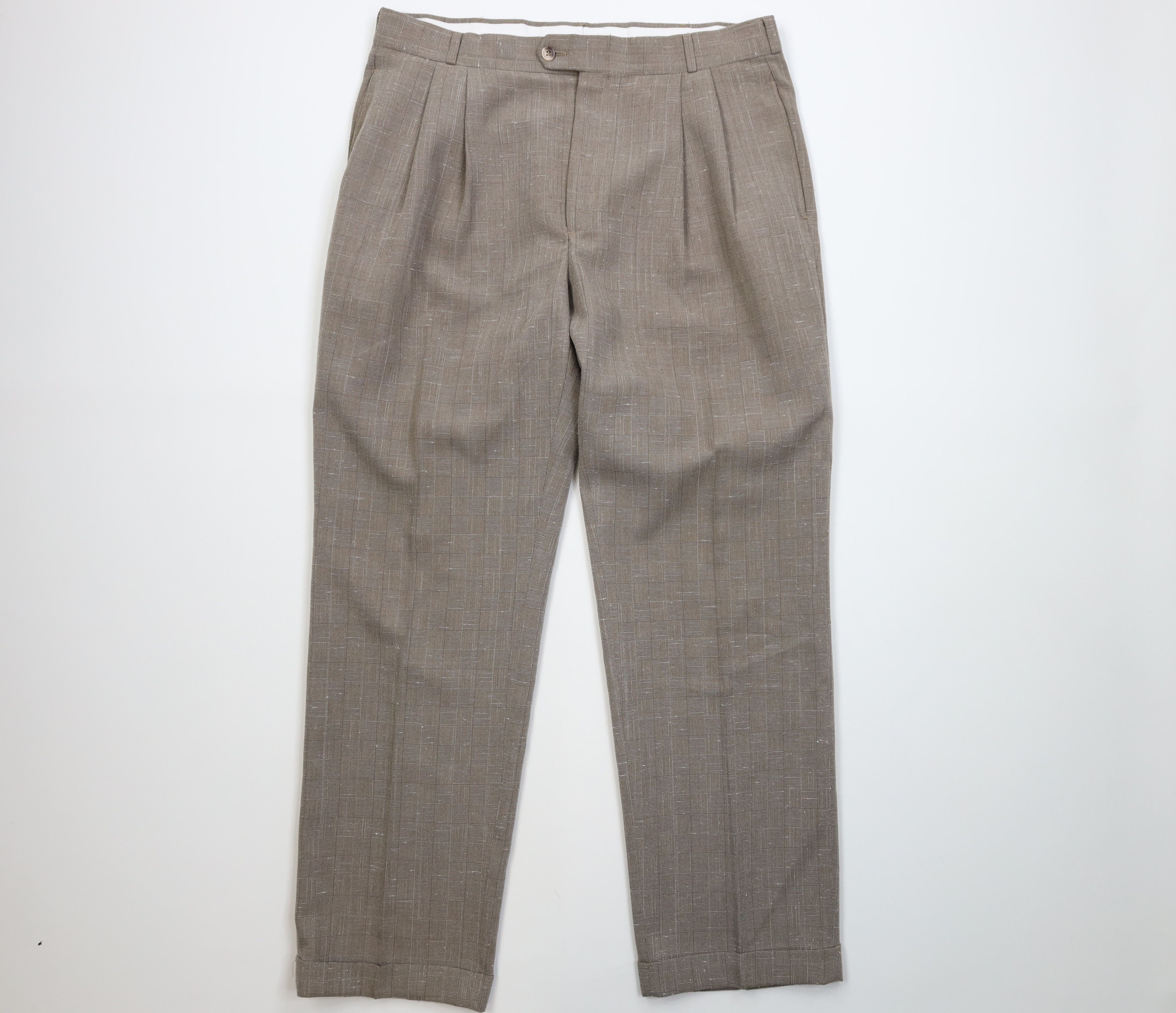 Vintage Vintage 90s Streetwear Knit Wide Leg Chino Pants Checkered Size US 36 / EU 52 - 1 Thumbnail
