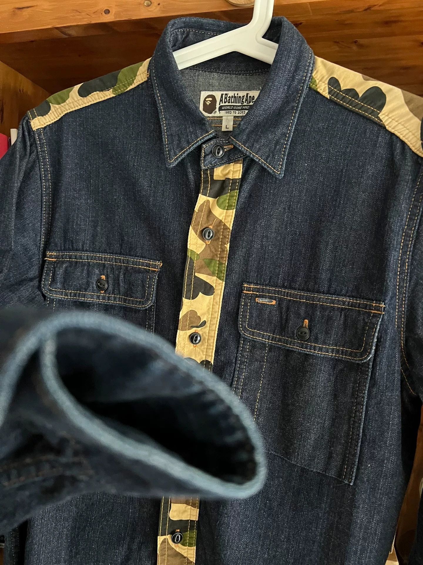 Bape Bape Camo Indigo Denim Shirt Size US L / EU 52-54 / 3 - 4 Thumbnail