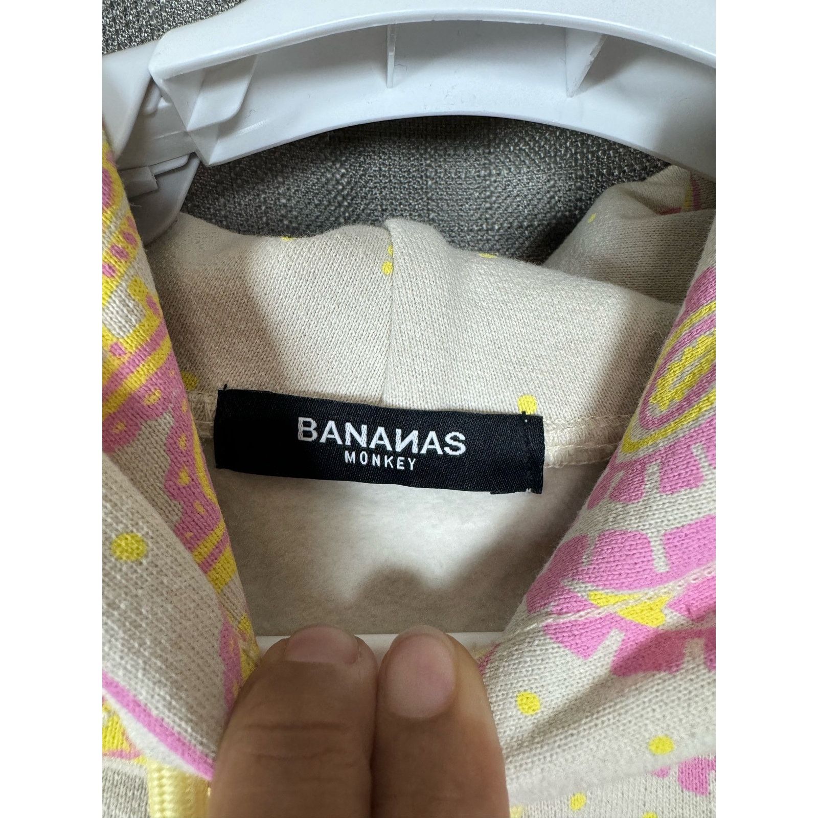 Unknown London Bananas Monkey Pink Yellow Paisley Pullover Hoodie Size L Size US L / EU 52-54 / 3 - 5 Thumbnail