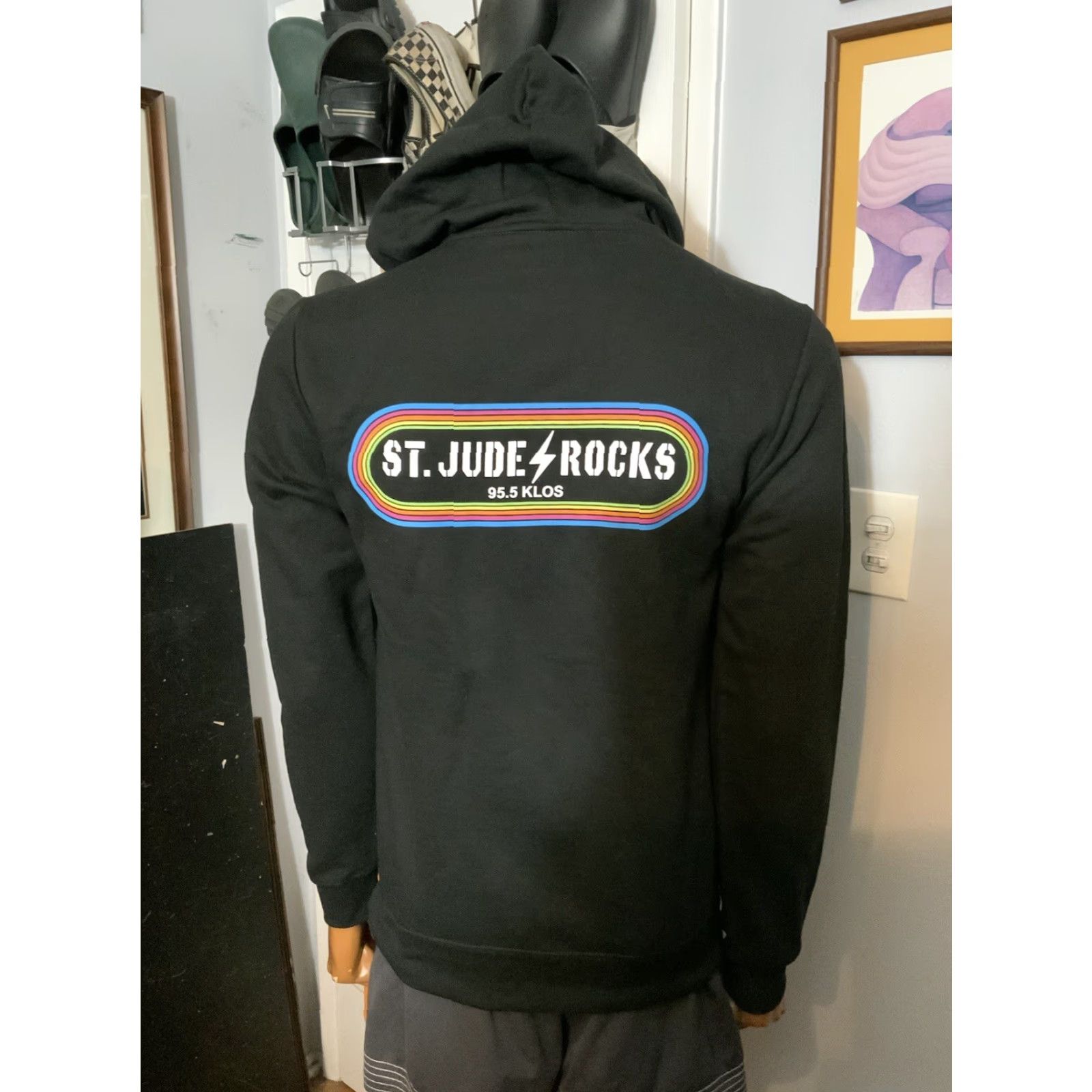 Vintage KLOS 95.5 FM Los Angeles Radio Station St. Jude Rocks Black Zip Fleece Hoodie SM Size US S / EU 44-46 / 1 - 8 Thumbnail