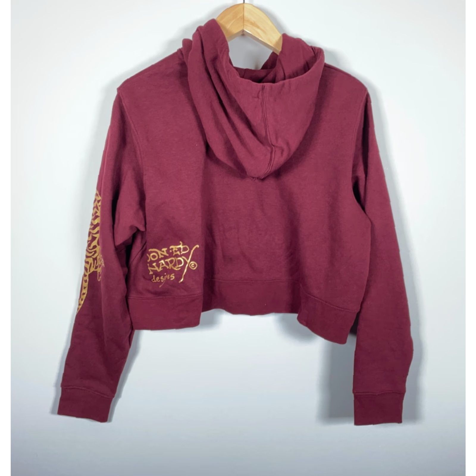 Ed Hardy Ed Hardy Cropped Zip Hoodie Women's 1X Dark Red Tiger Sweatshirt Tattoo EHW1800 Size XL / US 12-14 / IT 48-50 - 2 Thumbnail
