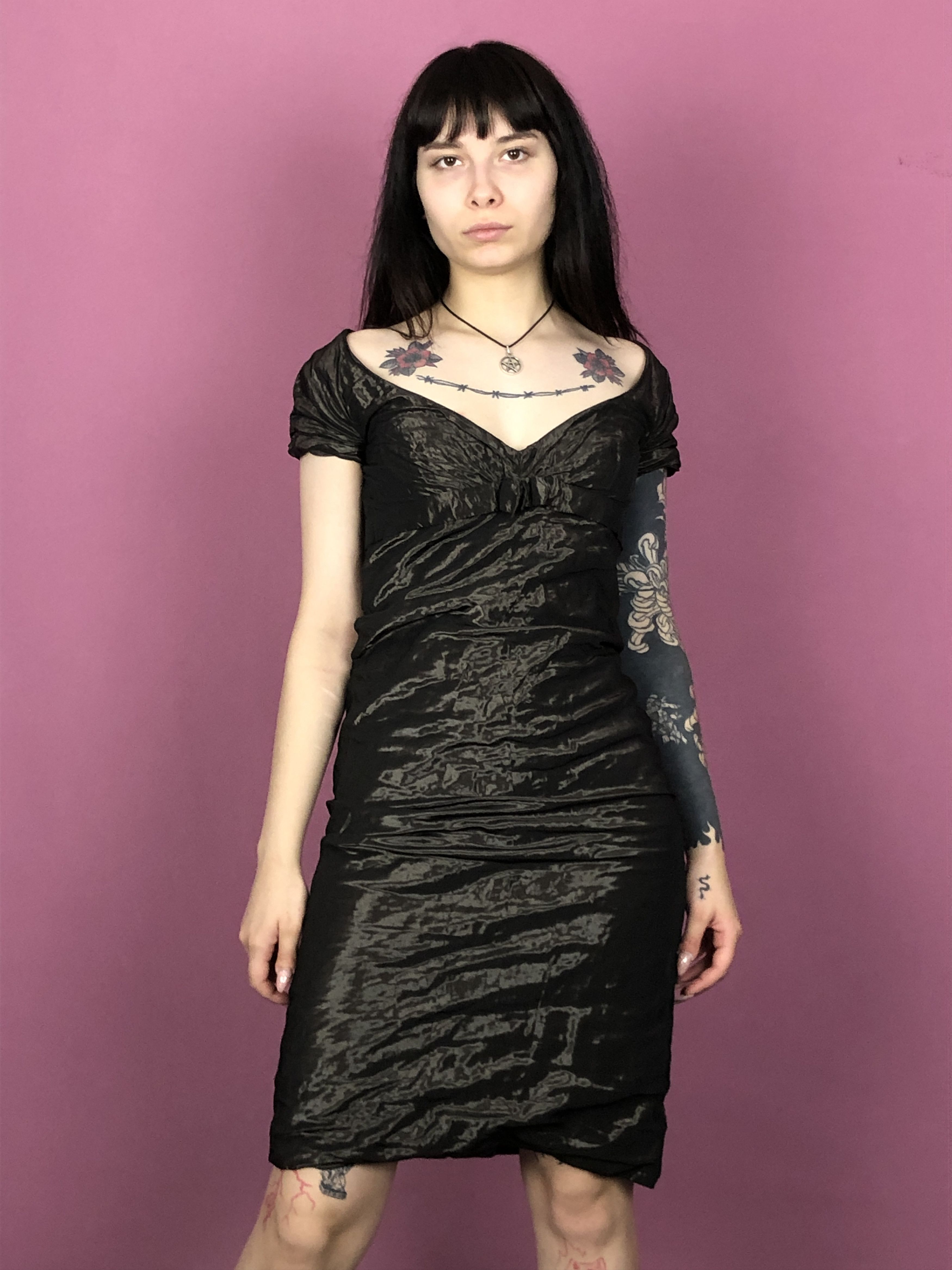Designer × Hugo Boss Hugo Boss Vintage Women's Metal A-Line Dress - Size USA 4 Size S / US 4 / IT 40 - 1 Thumbnail
