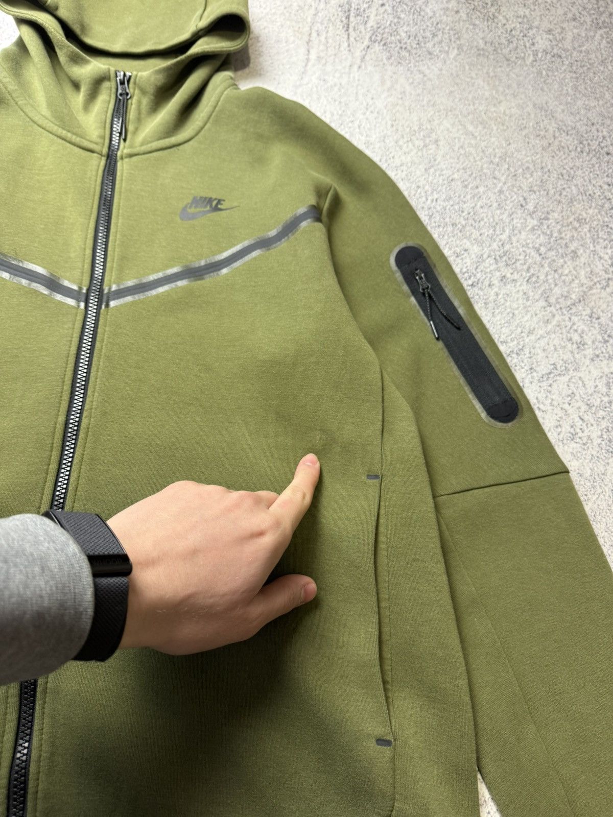 Nike Mens Nike Tach Fleece Green Zip Up Hoodie Drill Size US M / EU 48-50 / 2 - 8 Thumbnail