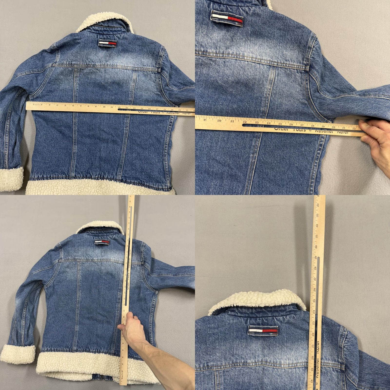 Denime Tommy Jeans Jacket Womens Large Blue Denim Sherpa Lined Full Zip Cozy Warm Size 36" / US 14 / IT 50 - 8 Thumbnail