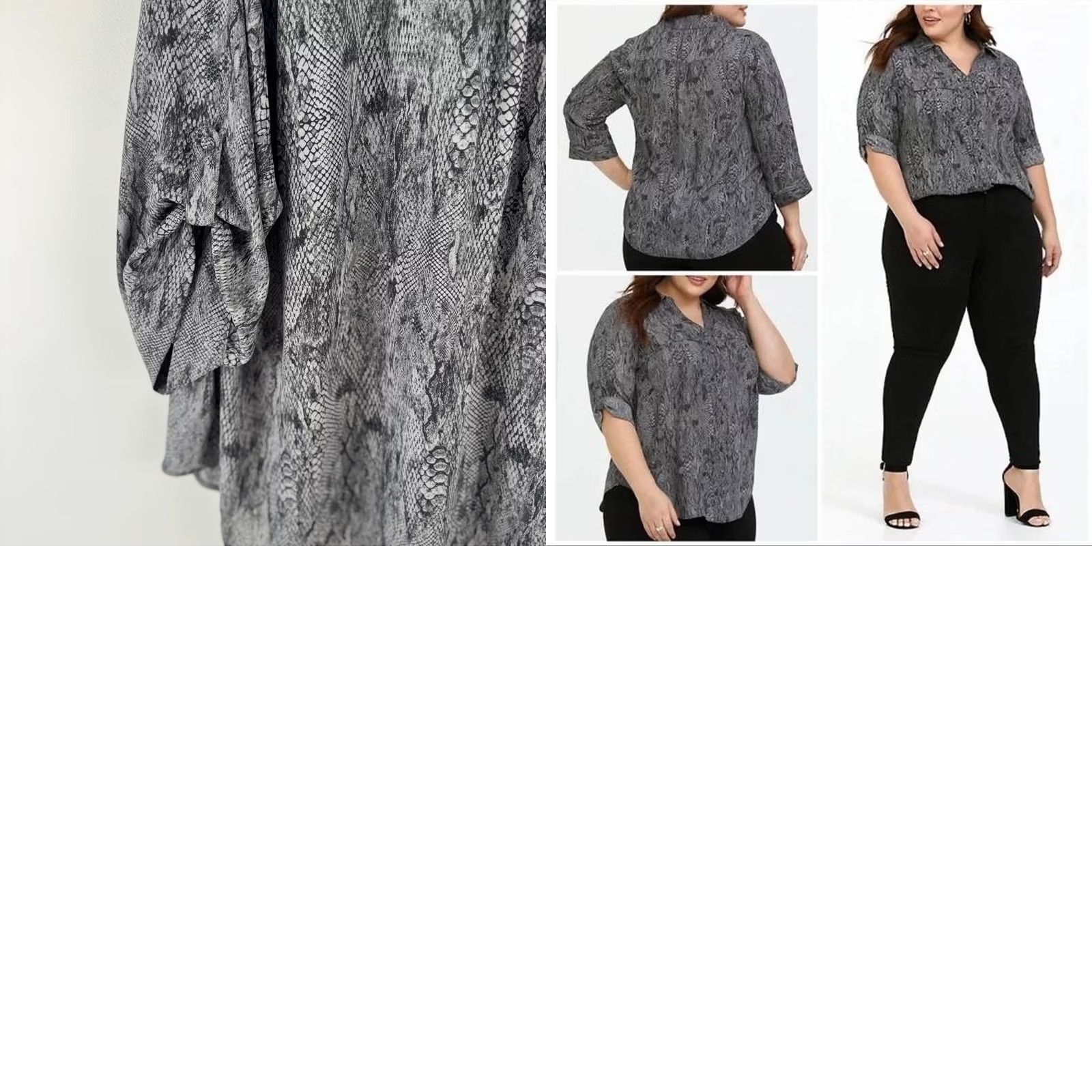 Torrid Torrid Grey Snakeskin Print Georgette Button Down Blouse Plus 4 4X 3/4 Sleeve Size XXL / US 16-18 / IT 52-54 - 9 Thumbnail