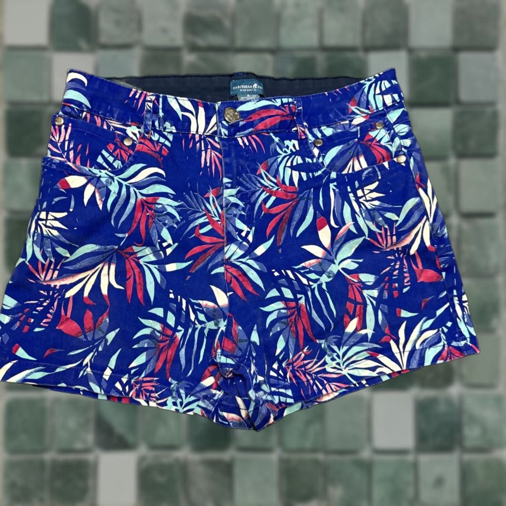 Vintage Caribbean Joe Shorts Womens 8 Blue Tropical Cotton Spandex Beach Casual Travel Size 30" / US 8 / IT 44 - 1 Thumbnail