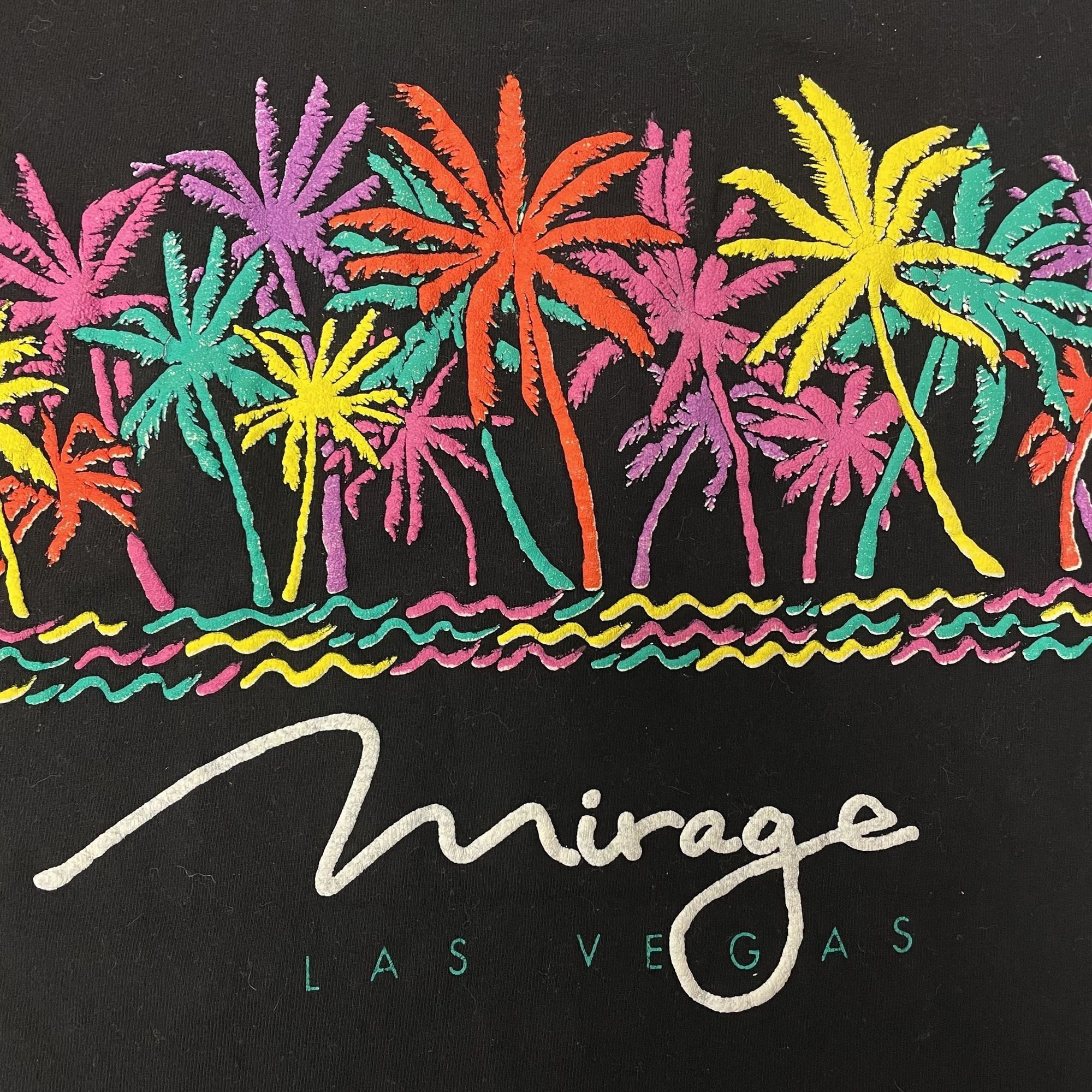 Hanes Vtg Hanes NEON Painted Palm Trees MIRAGE Las VEGAS T Shirt Size US L / EU 52-54 / 3 - 4 Thumbnail
