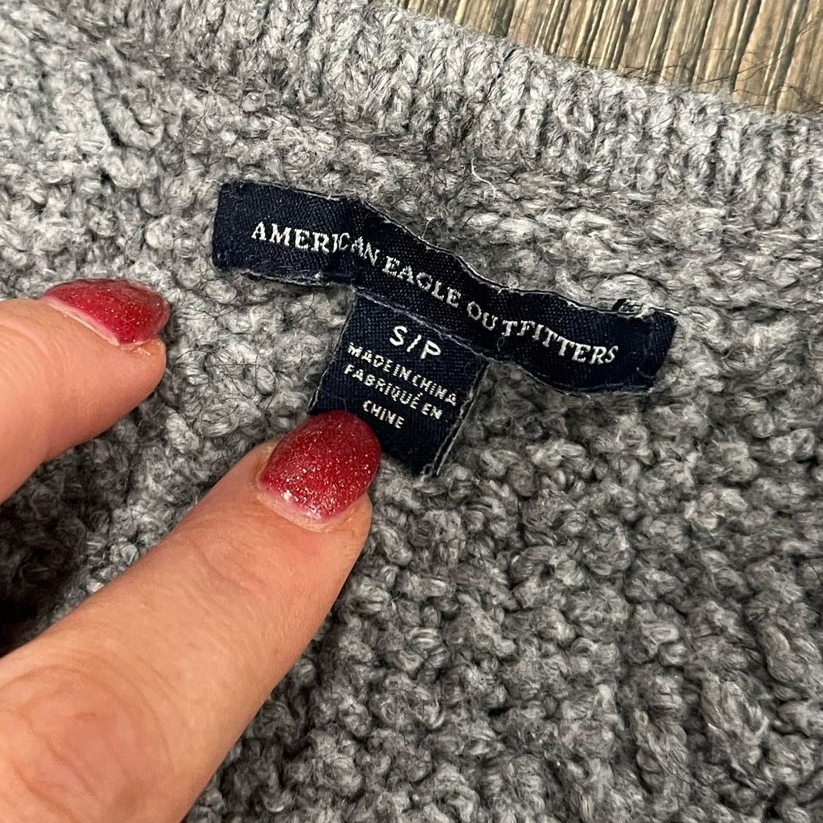 American Eagle Outfitters American Eagle Cotton Wool Knit Gray Long Sleeve Sweater Size S / US 4 / IT 40 - 2 Thumbnail