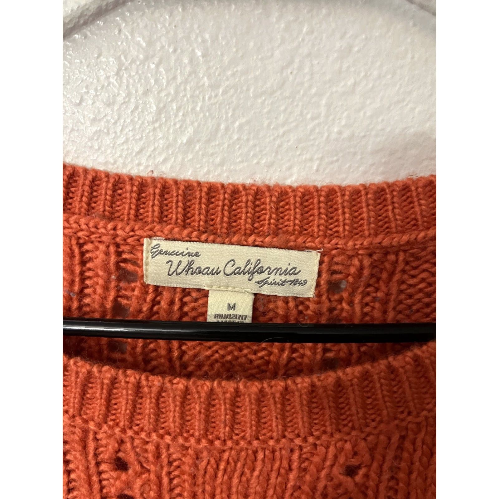 Vintage WHOAU Women Sweater Orange Knit Long Sleeve Crew Neck Casual Open Knit Pullover M Size - Regular Fit, Logo Accent, Fall Spring, Raglan Sleeve Size M / US 6-8 / IT 42-44 - 3 Thumbnail