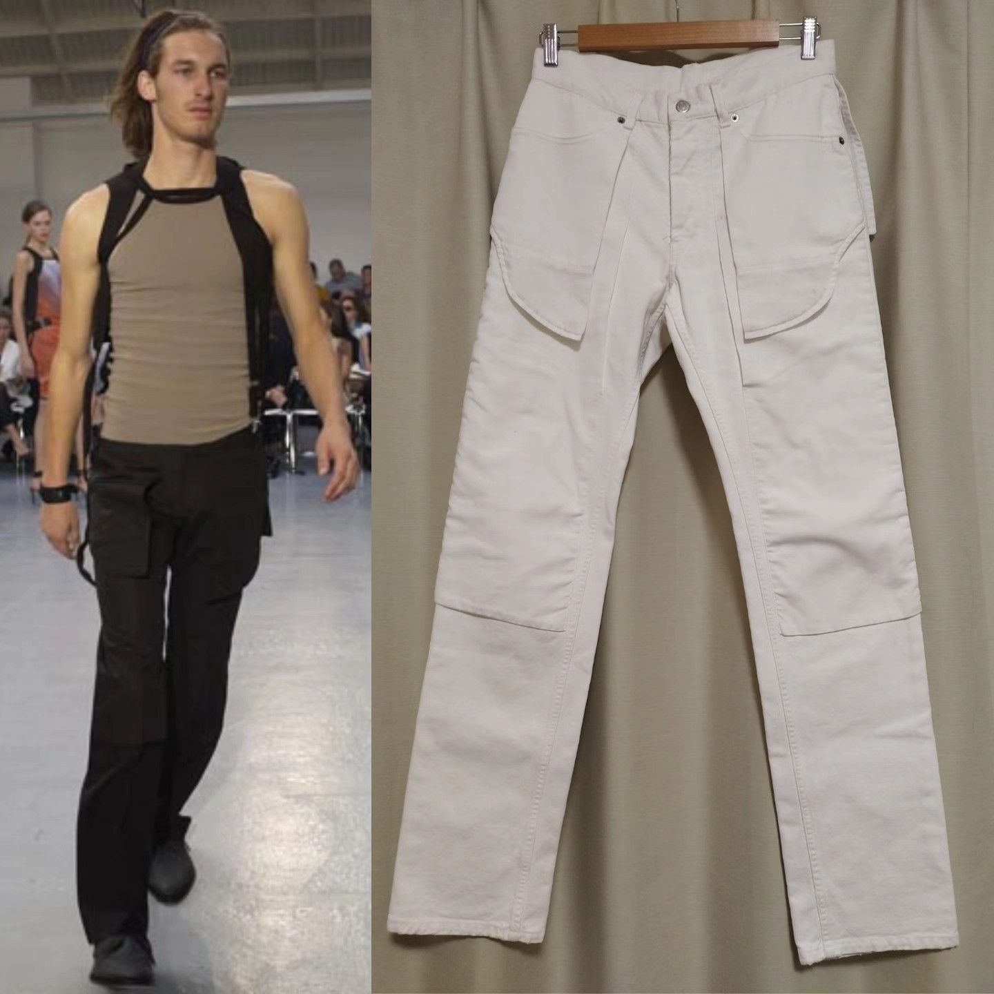 Helmut Lang Very rare ! 2003SS Insideout white denim pants | Grailed