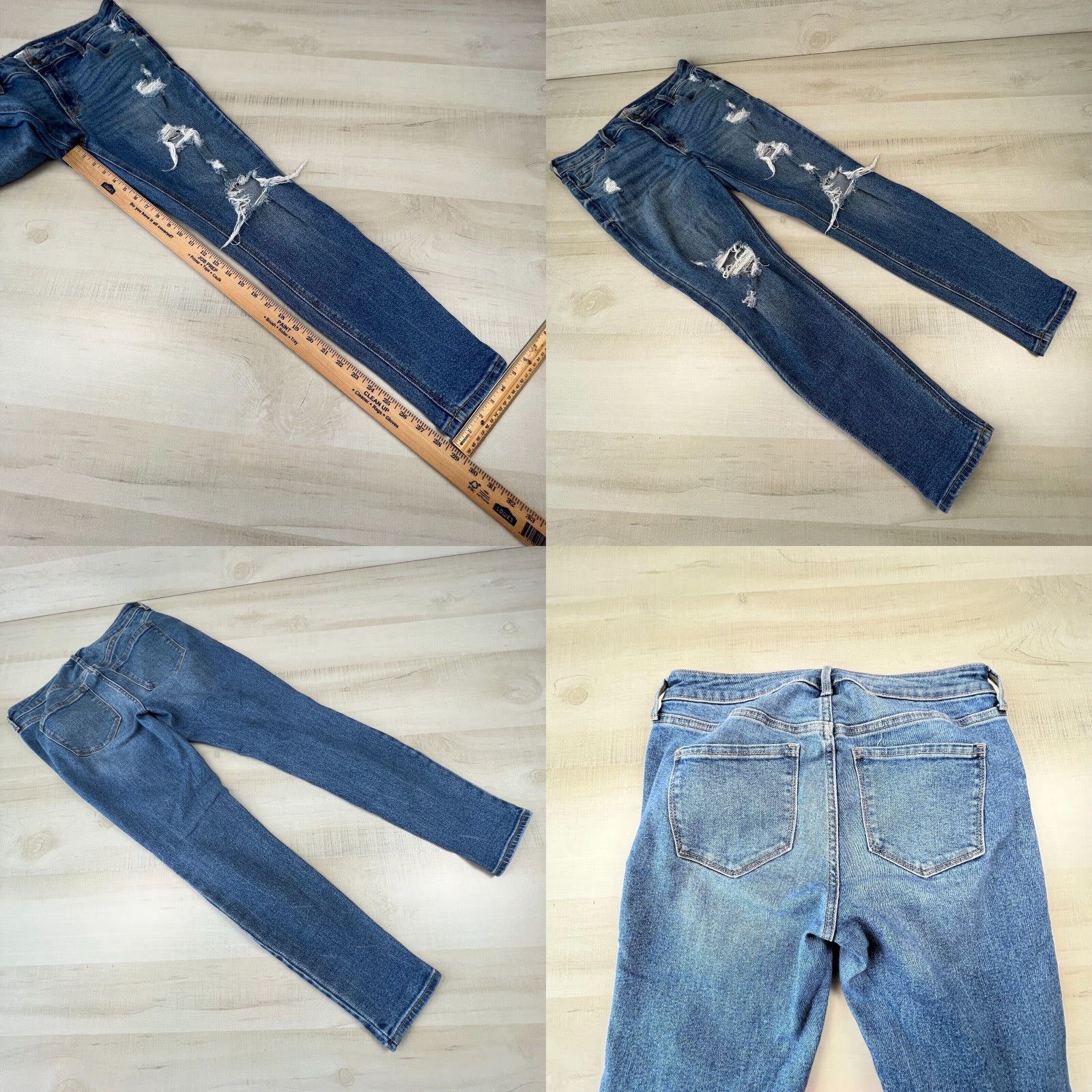 Old Navy Old Navy Jeans Womens 8 Blue Medium Wash Distressed Denim Skinny 5-Pocket Stretch Size 30" / US 8 / IT 44 - 8 Thumbnail