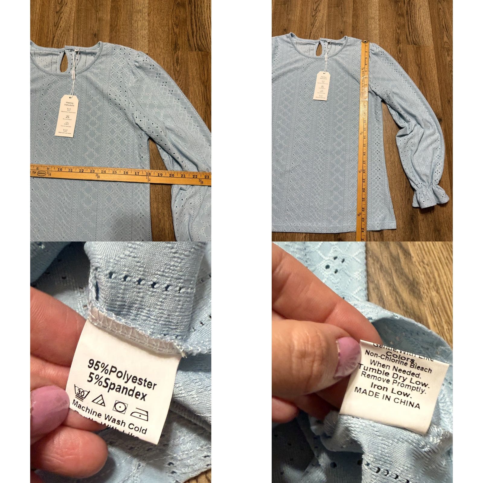 Vintage Lyhipss Blouse, Women's Size Medium, Blue, Long Sleeve Shirt NWT Size M / US 6-8 / IT 42-44 - 8 Thumbnail