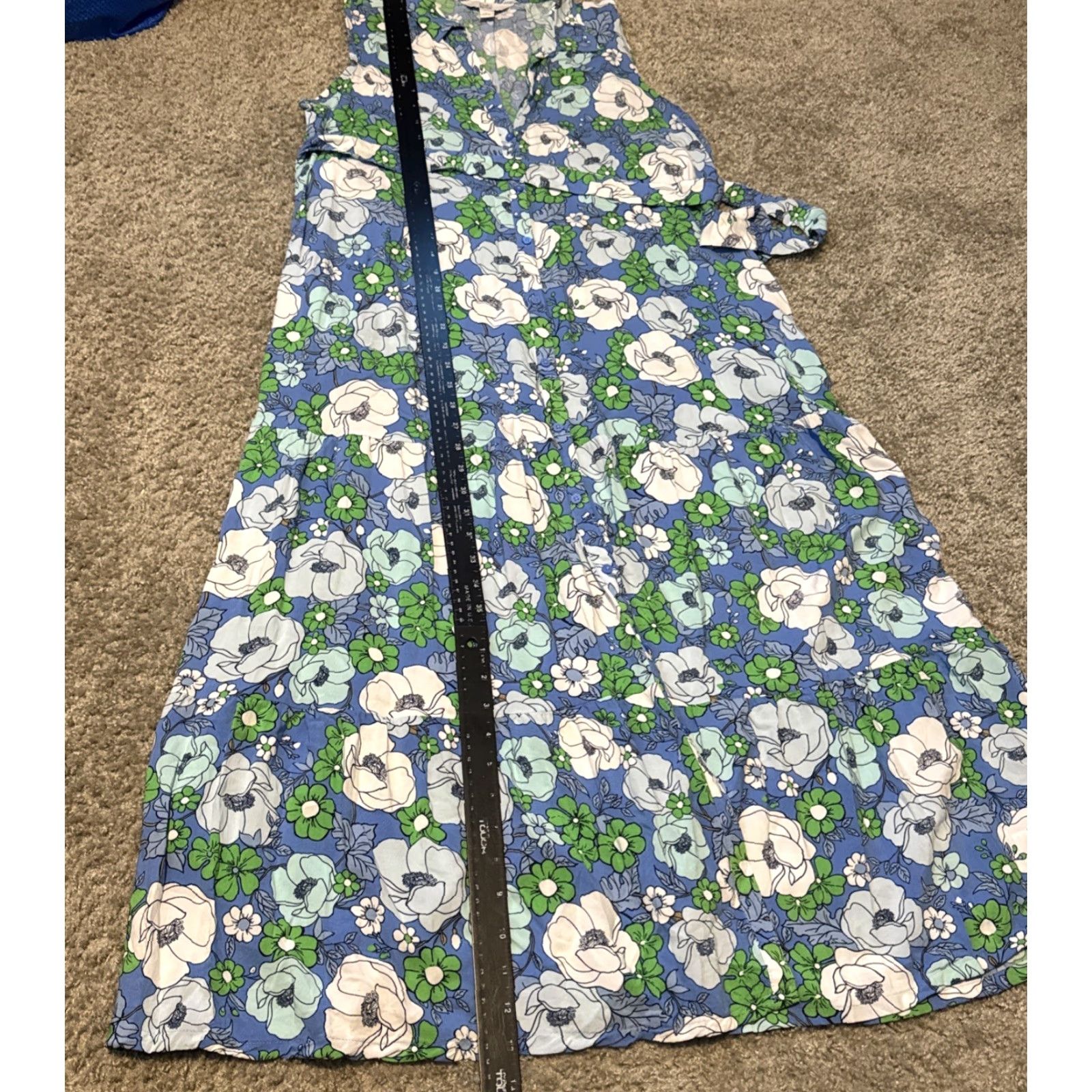 Croft & Barrow Croft & Barrow Blue White Flower Sleeveless Full Button Front Body Length Dress Women L Blue Floral A-Line Long Dress Size L / US 10 / IT 46 - 6 Thumbnail