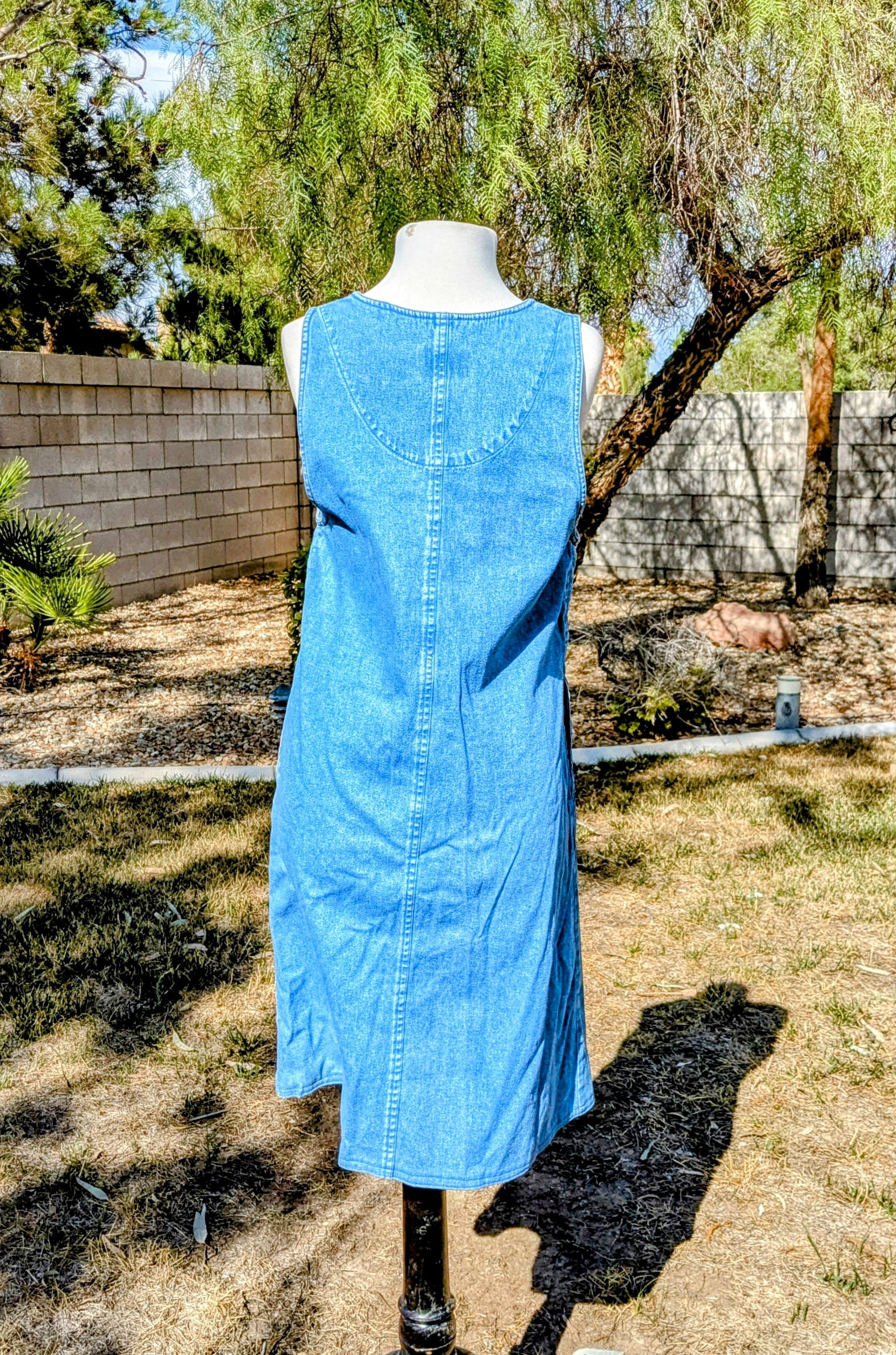 Other Vintage Blue J. 2000s Denim Midi Jean Full Button Dress Size M / US 6-8 / IT 42-44 - 4 Thumbnail