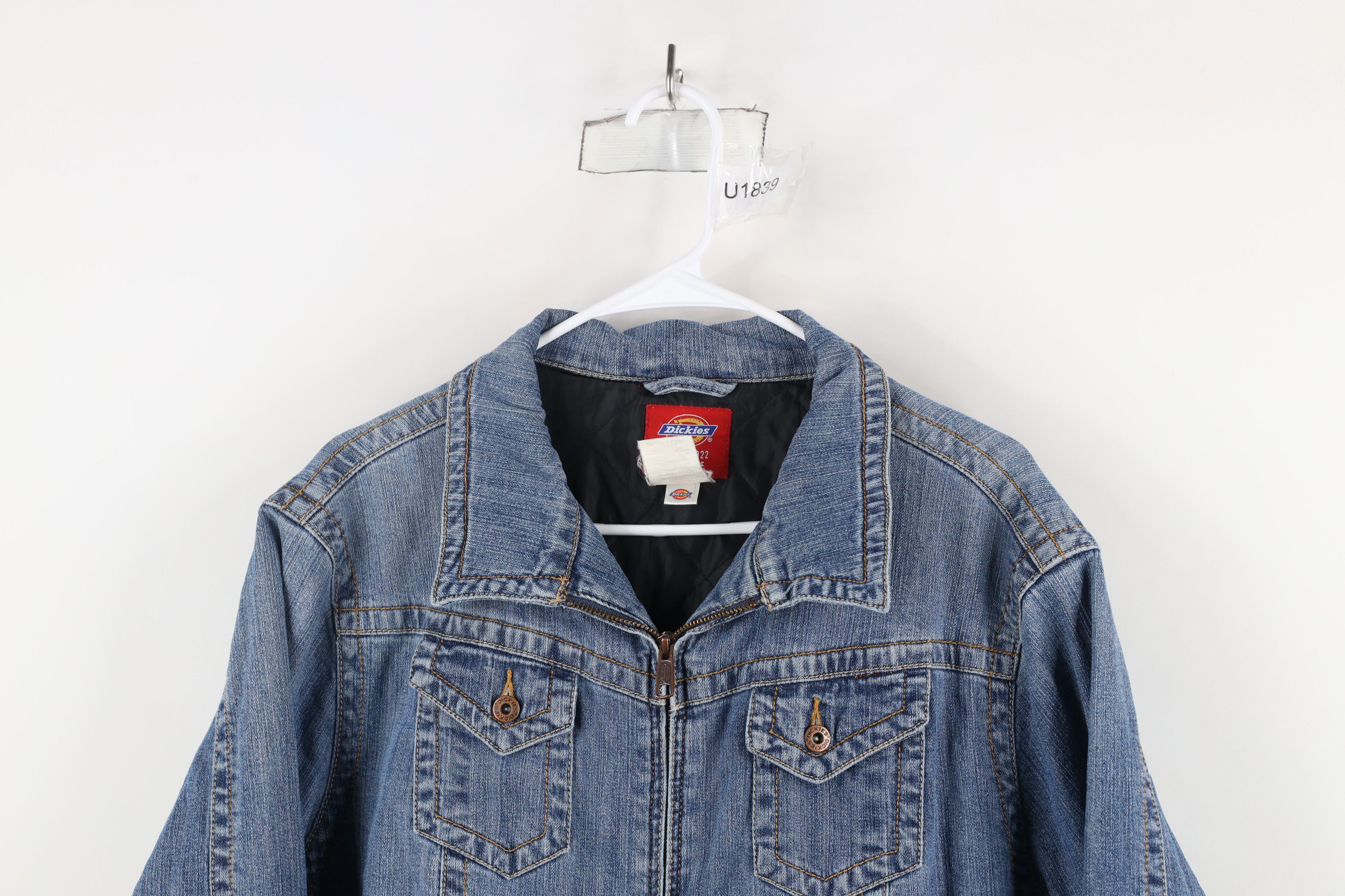 Dickies × Vintage Vintage Dickies Spell Out Quilted Denim Jean Jacket Blue Size XXL / US 16-18 / IT 52-54 - 2 Thumbnail