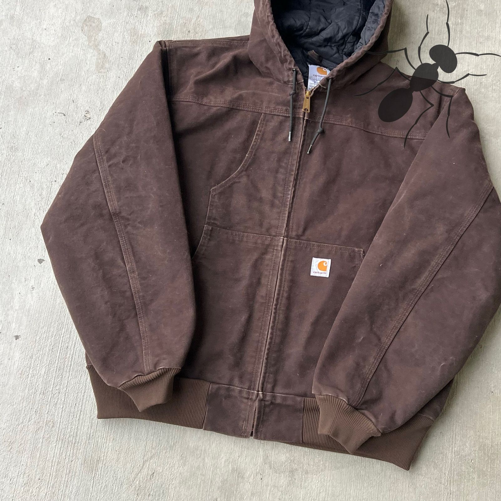 Carhartt × Vintage Carhartt J244 DKB brown hooded work wear jacket Size US L / EU 52-54 / 3 - 3 Thumbnail