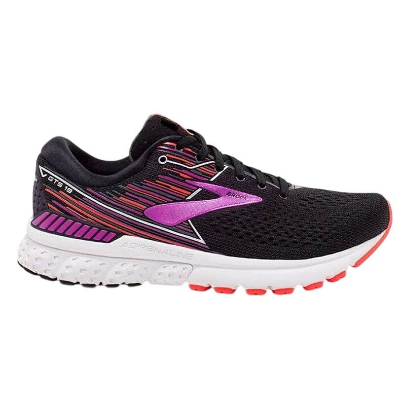 Brooks Adrenaline 19 Running Shoes Lace Up Black Purple 9B, Women's