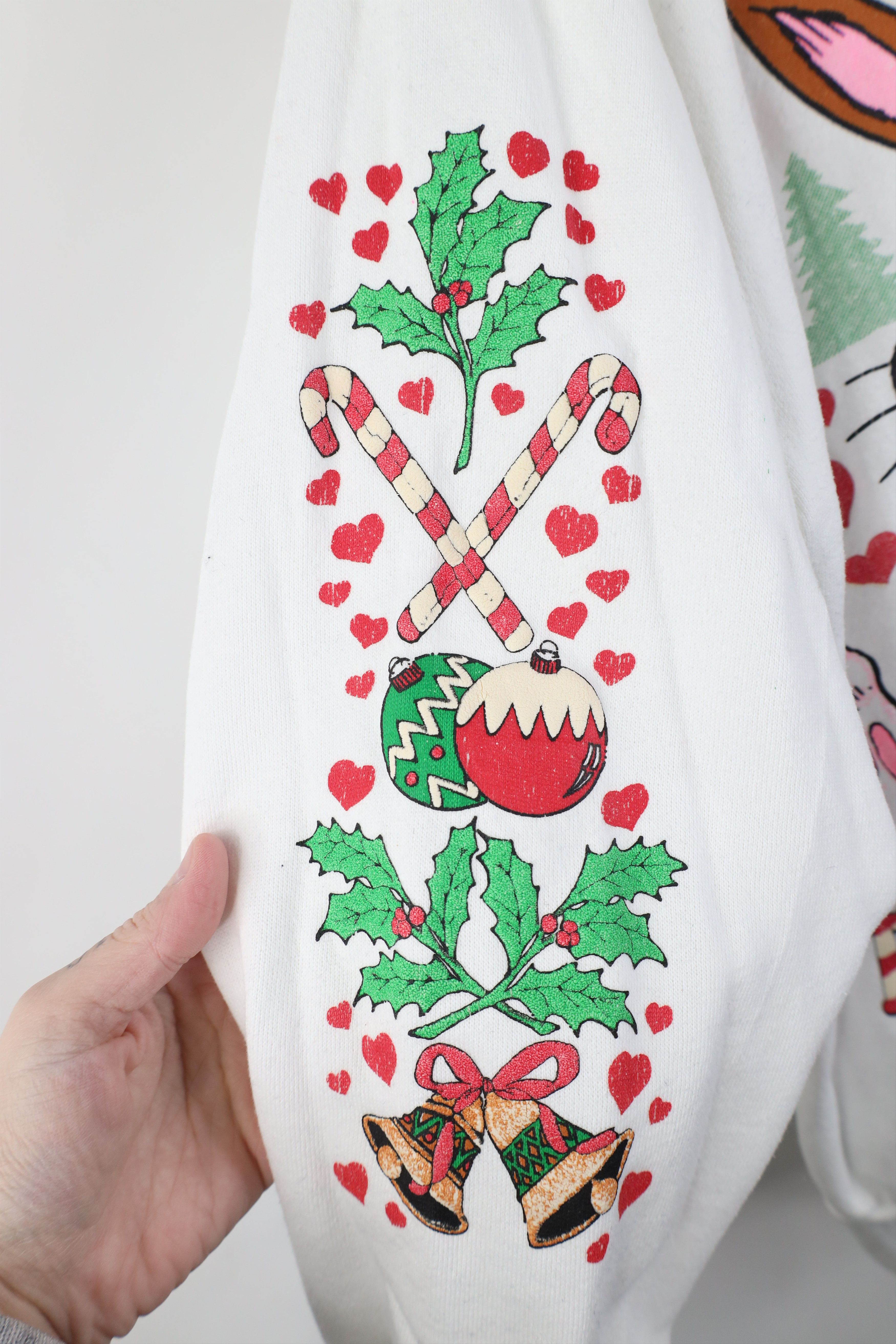 Vintage Vintage 90s Streetwear Christmas Snow Bunny Heart Sweatshirt Size L / US 10 / IT 46 - 8 Thumbnail