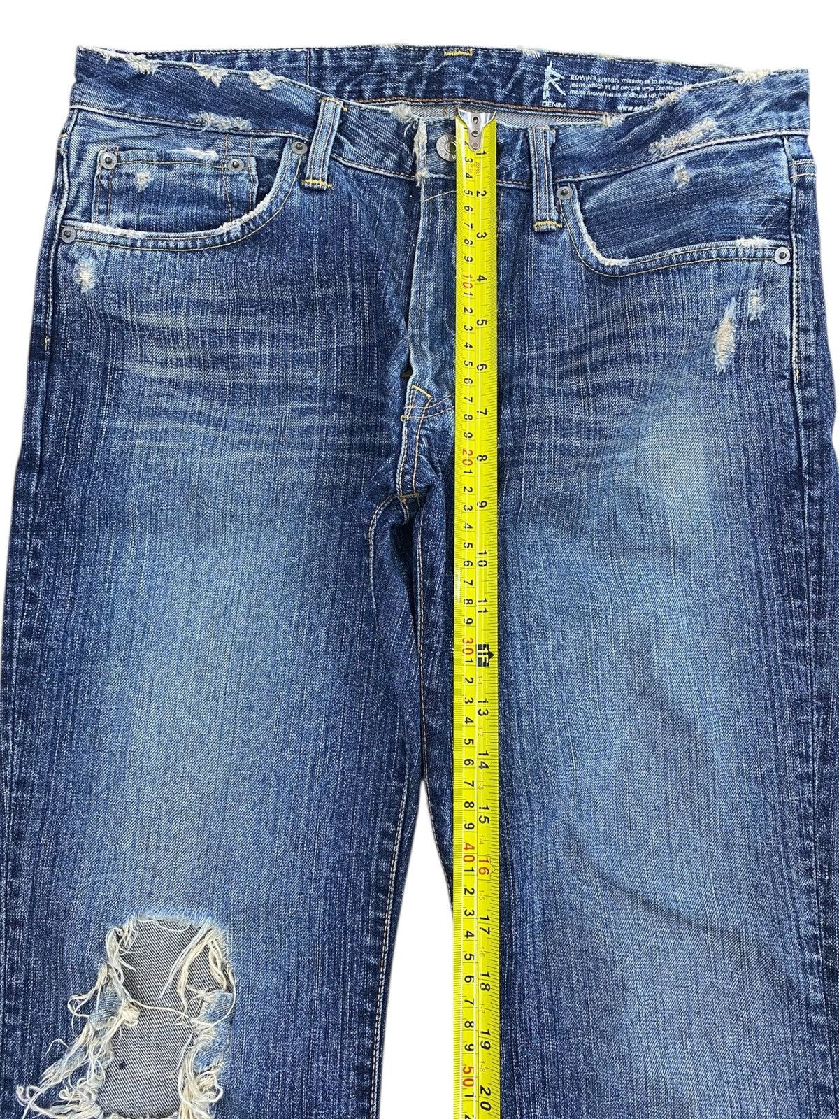 Edwin Edwin Acid Blue Wash Style Distressed Jeans Size US 33 - 6 Thumbnail