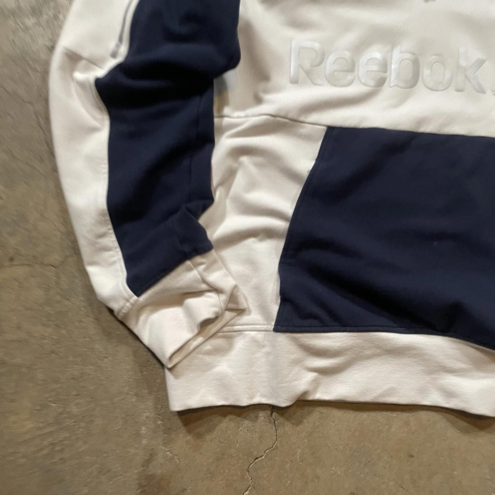 Reebok Reebok Hoodie Mens Large White x Blue Sweatshirt Long Sleeve Size US L / EU 52-54 / 3 - 3 Thumbnail