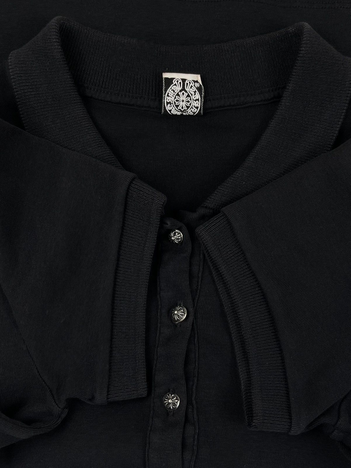Chrome Hearts Chrome Hearts Vintage Silver Plus Button Baby Polo Tshirt Size ONE SIZE - 4 Thumbnail
