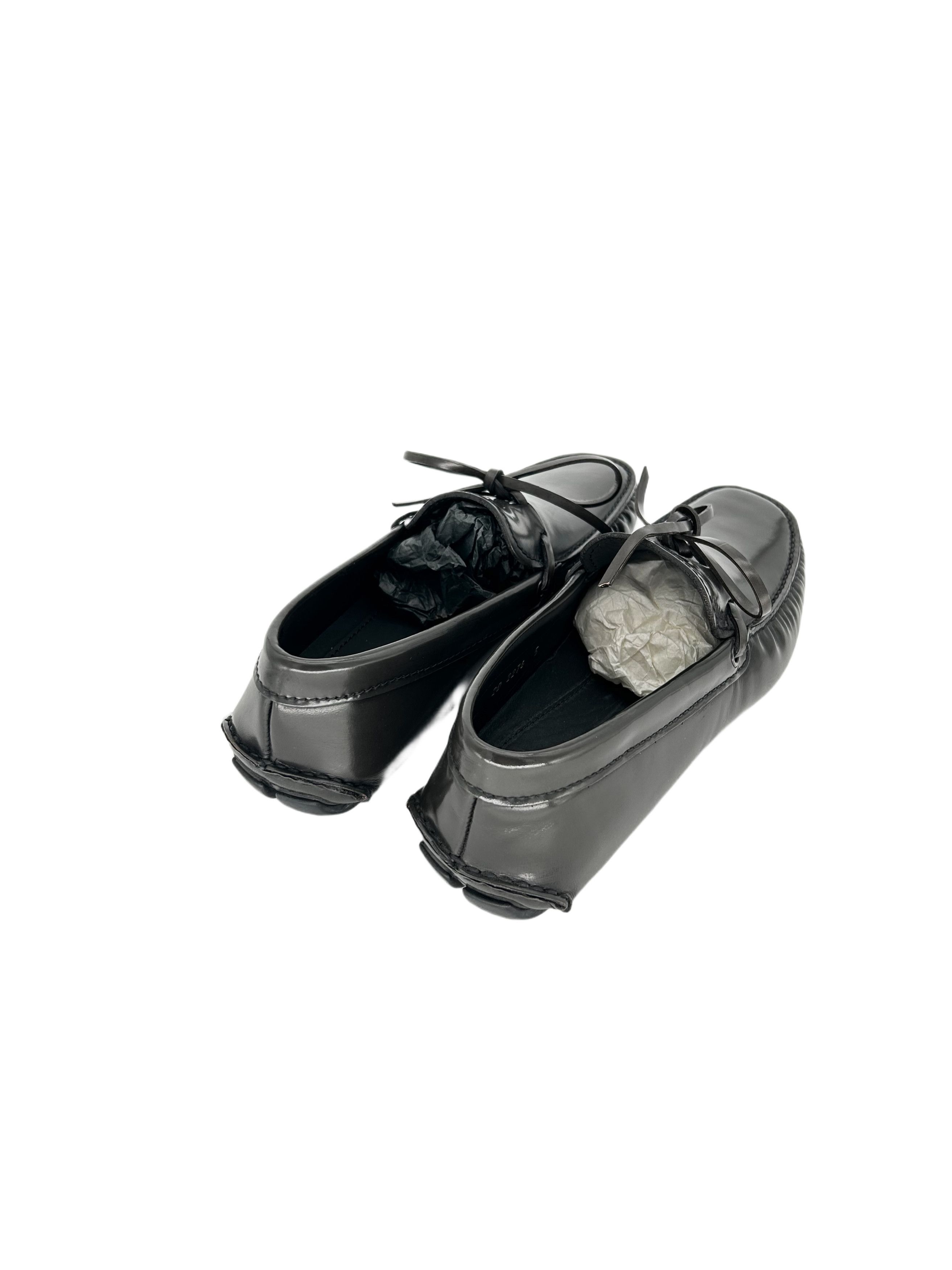 Prada Prada Grey Leather 'Driver' Shoes With Lace Detail Size US 6 / EU 39 - 5 Thumbnail