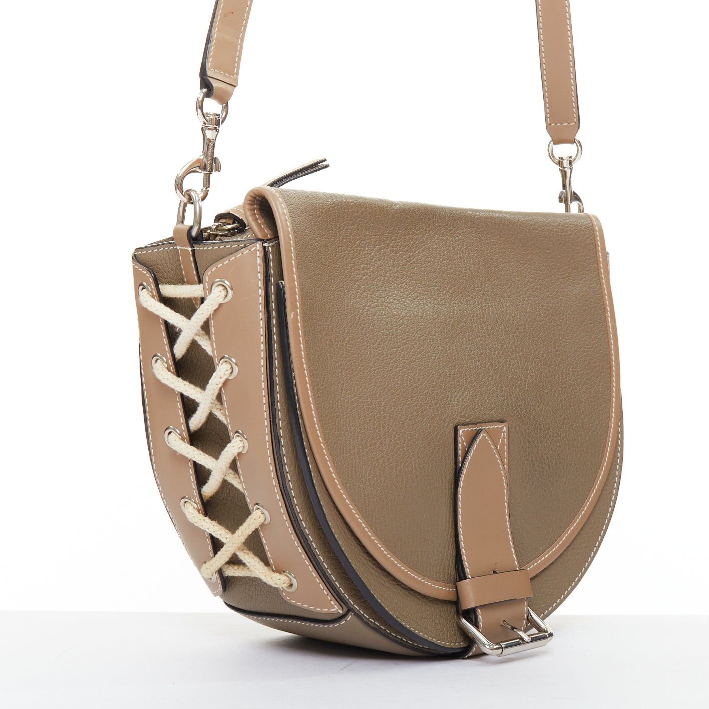 JW Anderson JW ANDERSON Bike taupe leather pocket braided half moon crossbody bag Size ONE SIZE - 1 Thumbnail