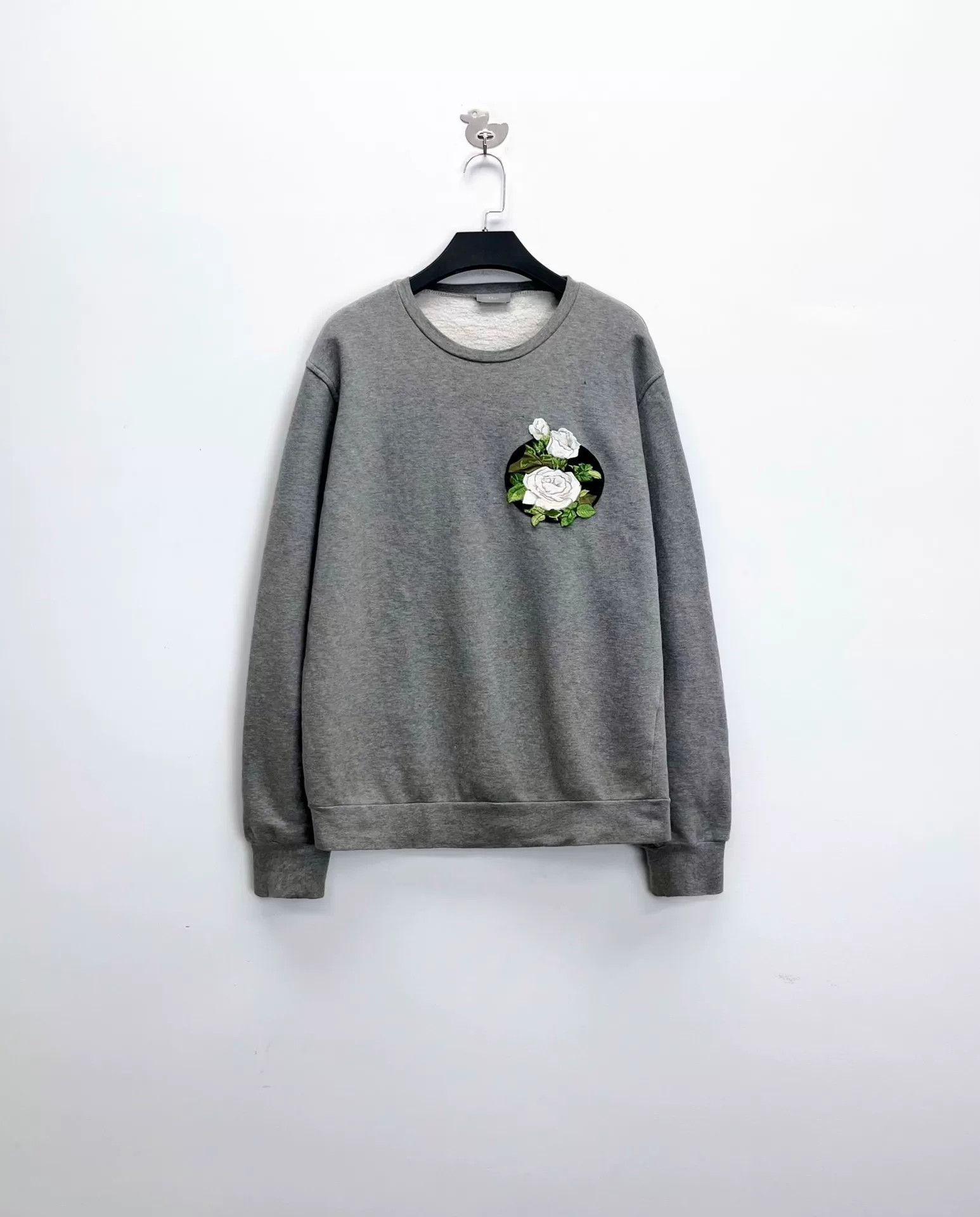 Dior Dior Gray Embroidered Camellia Logo Sweatshirt Size M / US 6-8 / IT 42-44 - 1 Thumbnail
