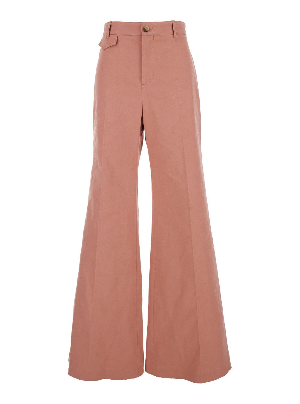 Chloe Pink Pants wiht Belt Loops and Wide Leg in Cotton Woman Size 28" / US 6 / IT 42 - 1 Thumbnail