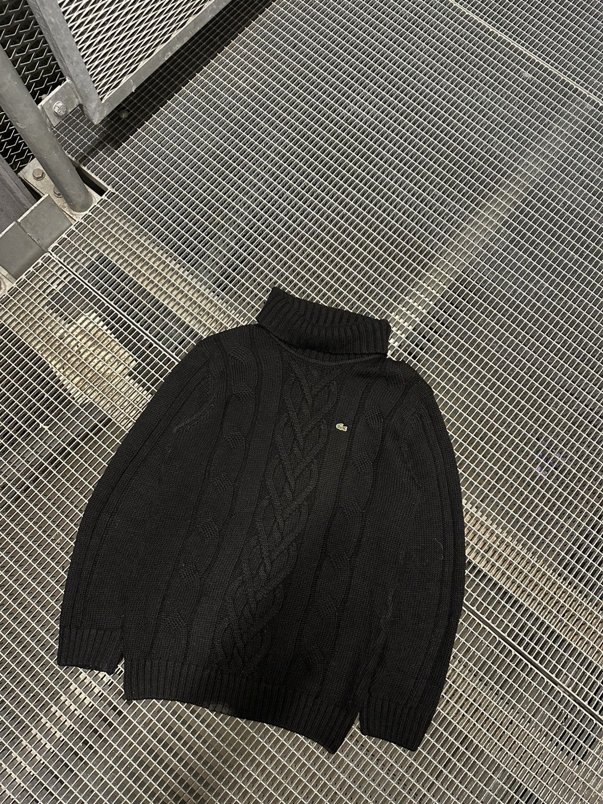 Lacoste Lacoste black cable knit turtleneck sweater Size US M / EU 48-50 / 2 - 3 Thumbnail