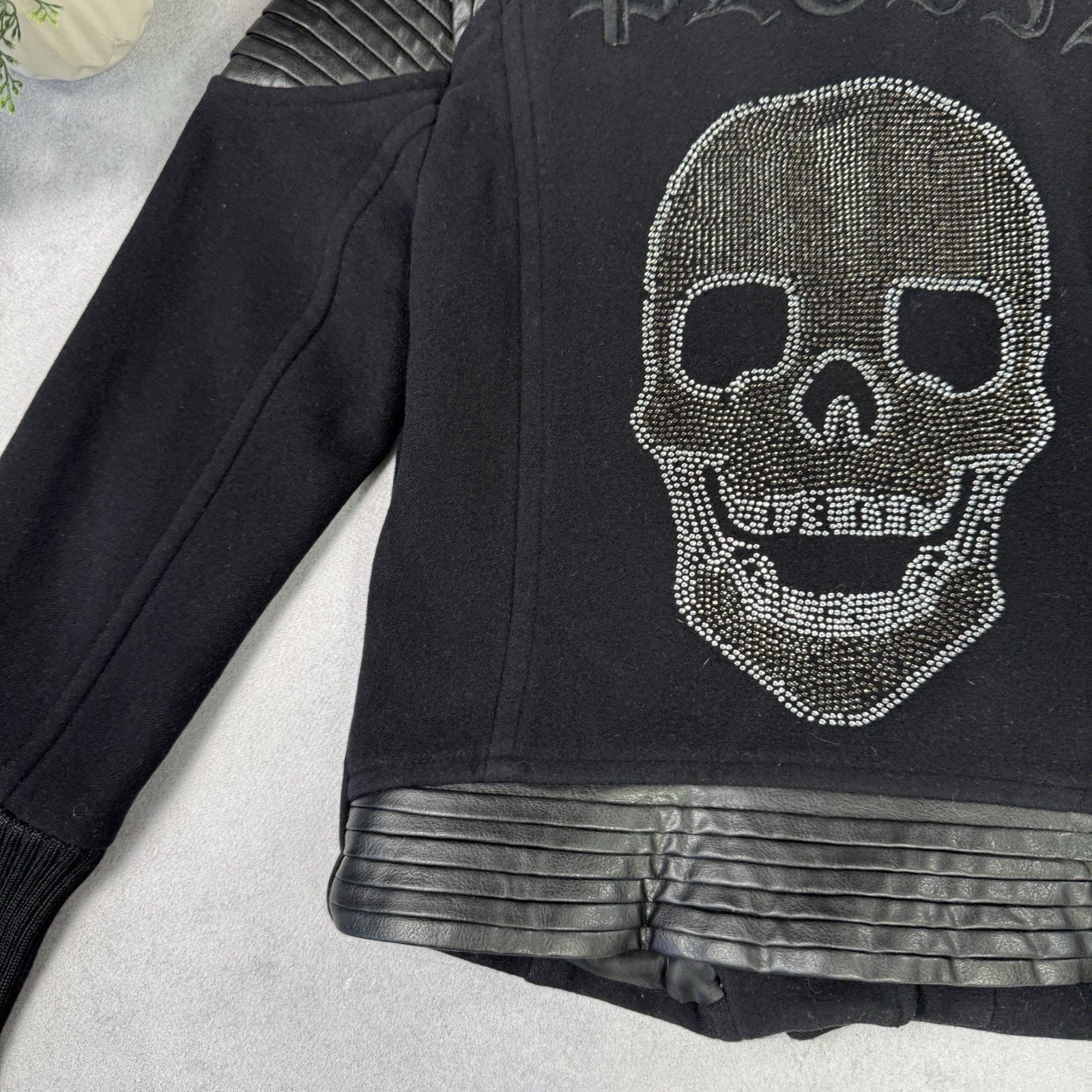 Philipp Plein Philipp Plein Women Biker Wool Coat Leather Jacket Skull Size S / US 4 / IT 40 - 17 Thumbnail