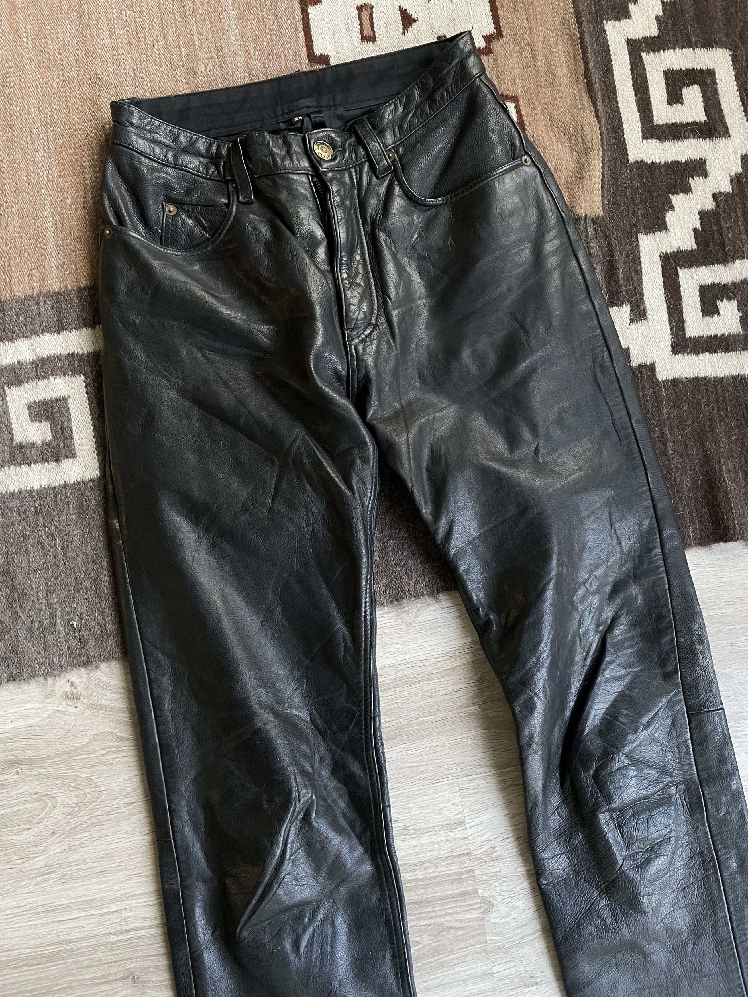 Leather Vintage Leather 90s Roadwear Biker Moto Pants 5652AC Size 29" - 2 Thumbnail