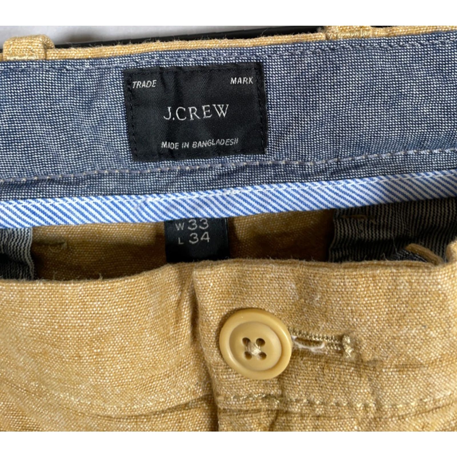 J.Crew VINTAGE J.Crew Pants Men's Slim Fit Chino 33 x 34 Beige Cotton Linen Casual Size US 34 / EU 50 - 3 Thumbnail