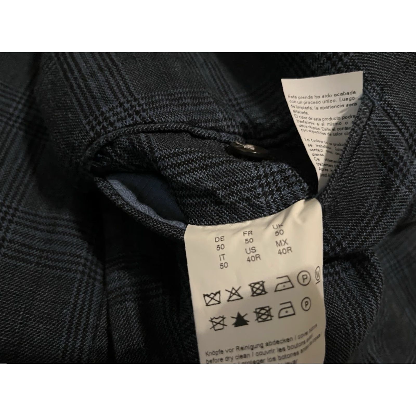 Hugo Boss HUGO BOSS Blazer Plaid Jacket Cotton Linen Blue 40R Regular Men Size 40R - 5 Thumbnail