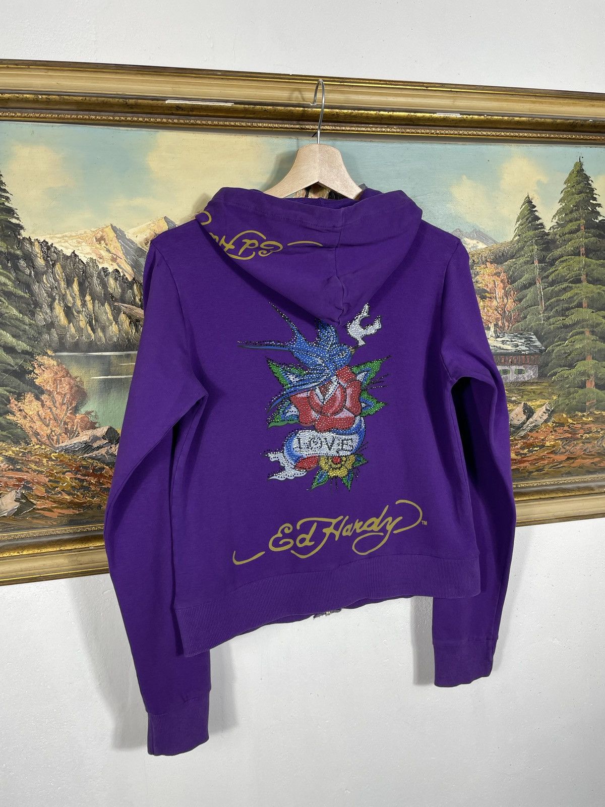 Christian Audigier × Ed Hardy × Vintage Ed Hardy Vintage Y2K Zip Hoodie Sweatshirt Avant Garde Cyber Size L / US 10 / IT 46 - 7 Thumbnail