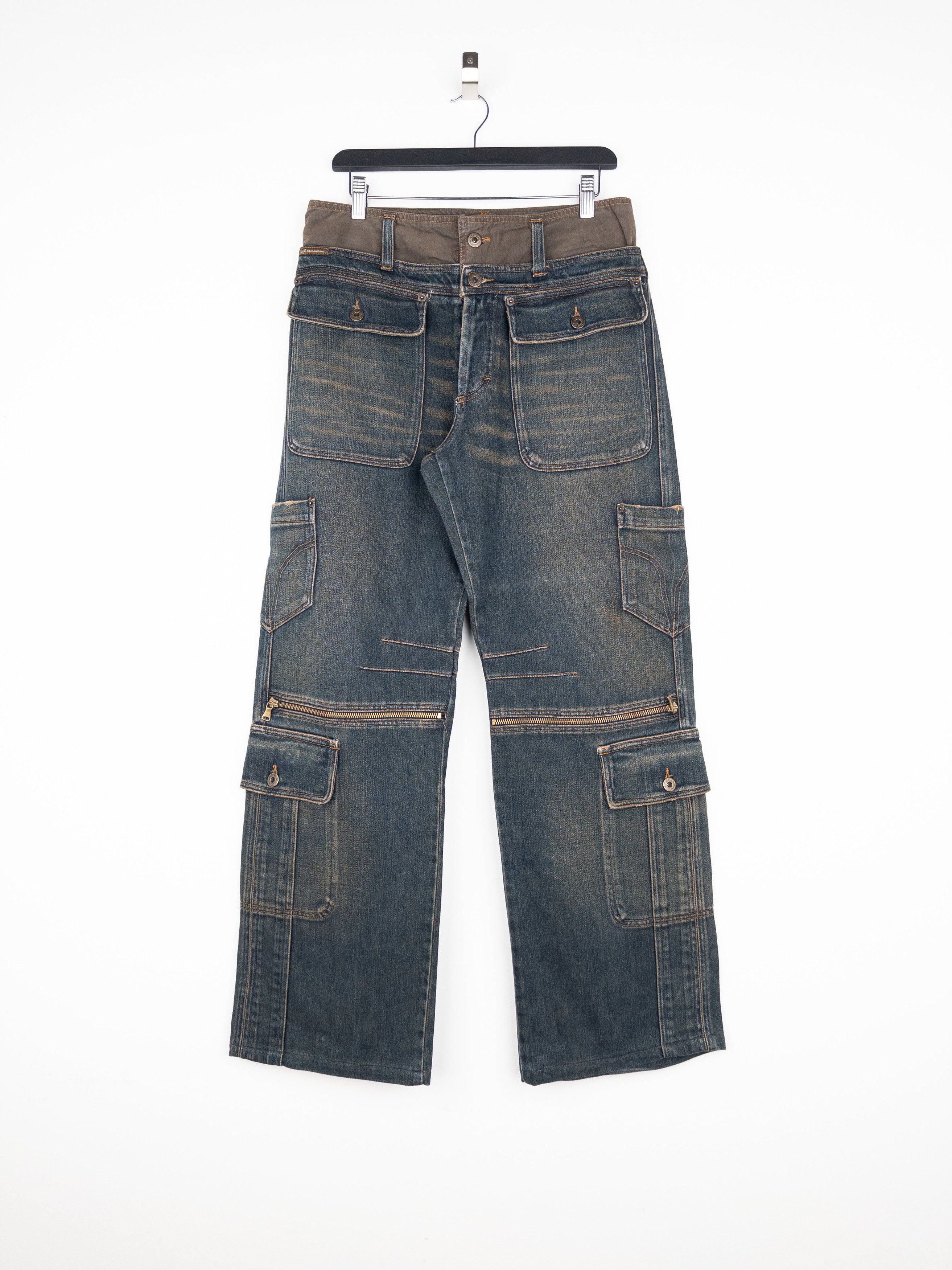 Dolce & Gabbana AW03 Double Waist Denim Cargo Pants Size US 32 / EU 48 - 1 Thumbnail
