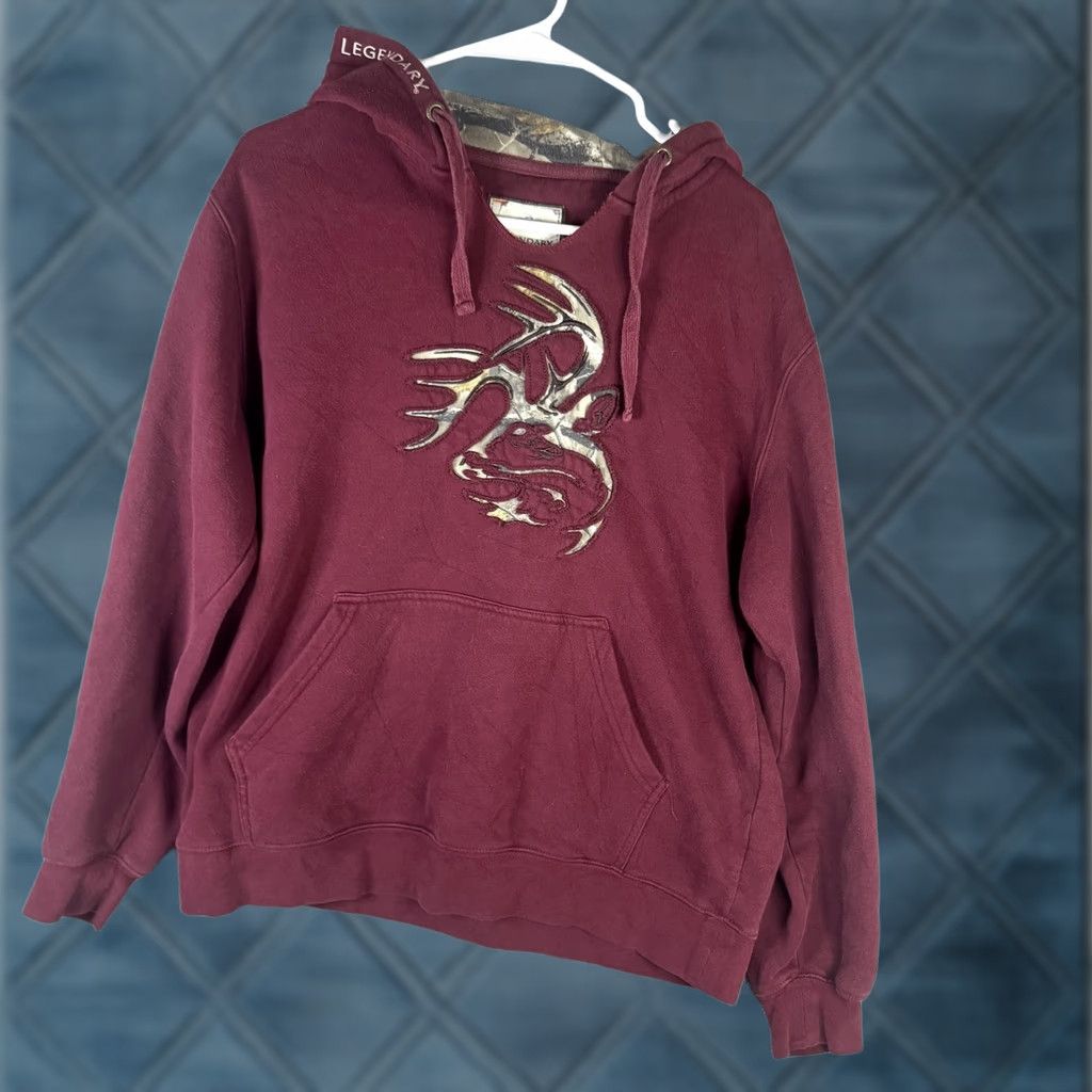 Vintage Legendary Whitetails Hoodie Mens Large Red Camo Antler Fleece Pullover Hunting Size US L / EU 52-54 / 3 - 1 Thumbnail