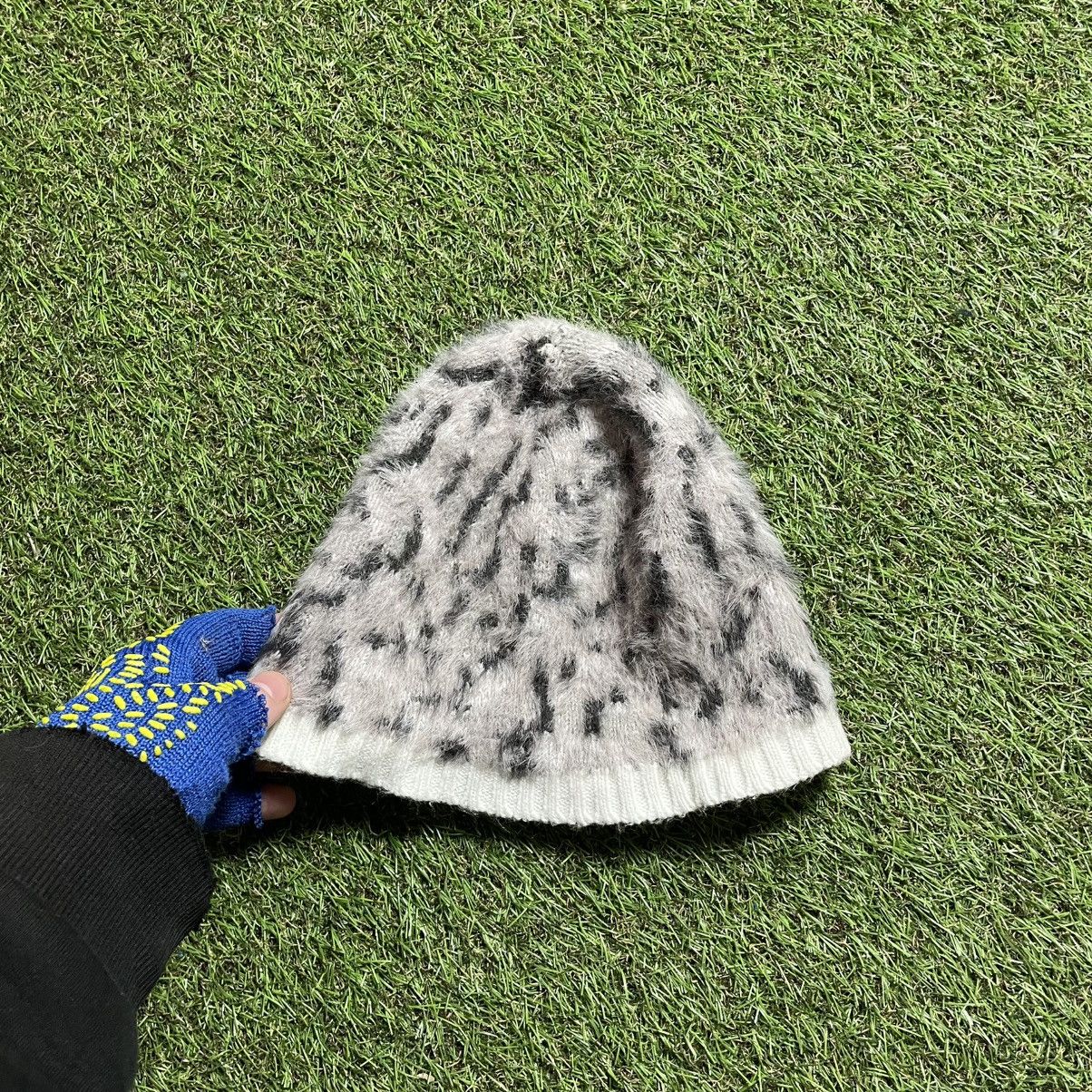 Vintage Y2K Grey Leopard Fuzzy Beanie Softcore Grunge Vintage OS Size ONE SIZE - 1 Thumbnail