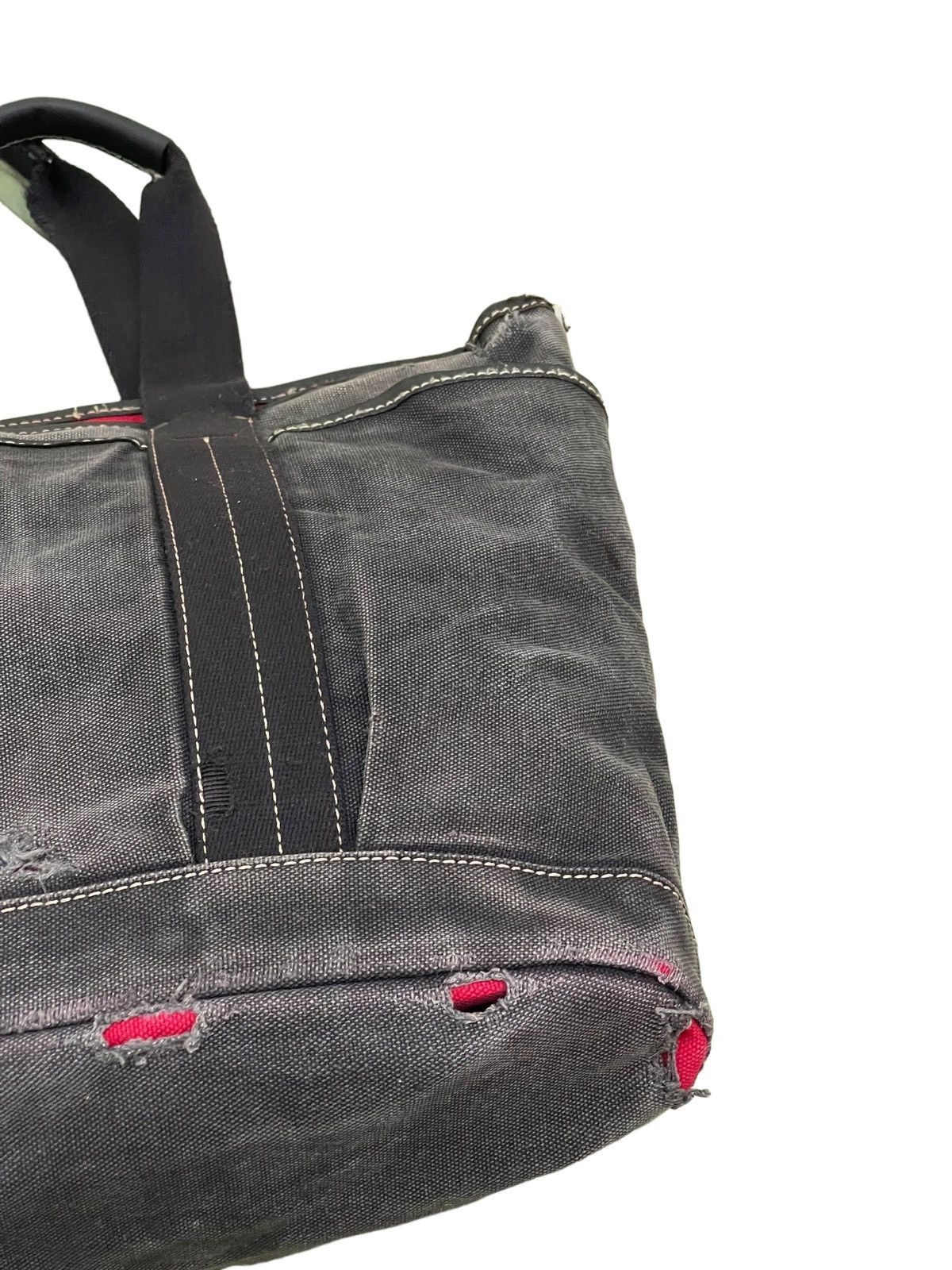 Issey Miyake Issey Miyake Tote Bag Distress Leather Cotton Canvas 3🟩 Size ONE SIZE - 8 Thumbnail
