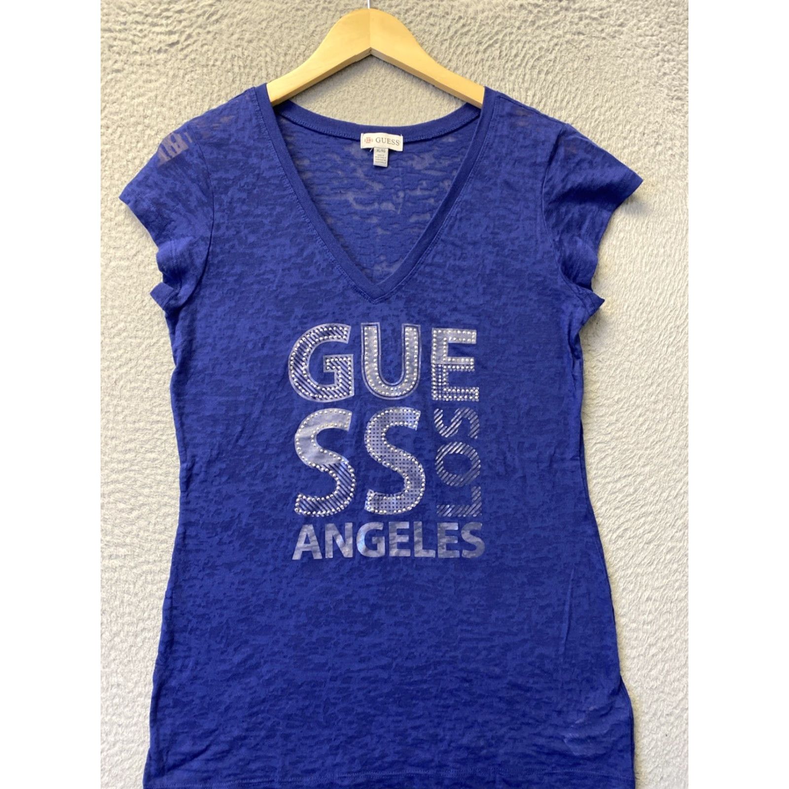 Guess GUESS T-Shirt Woman Blue Logo Crew Neck Short Sleeve XL Regular Cotton-Polyester Top Women’s Shirt Size XL / US 12-14 / IT 48-50 - 2 Thumbnail