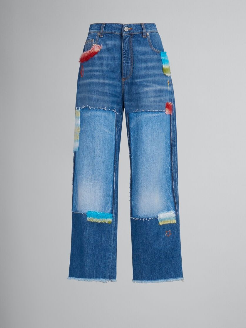 oc11z0525 Jeans With Mohair Patches in Blue