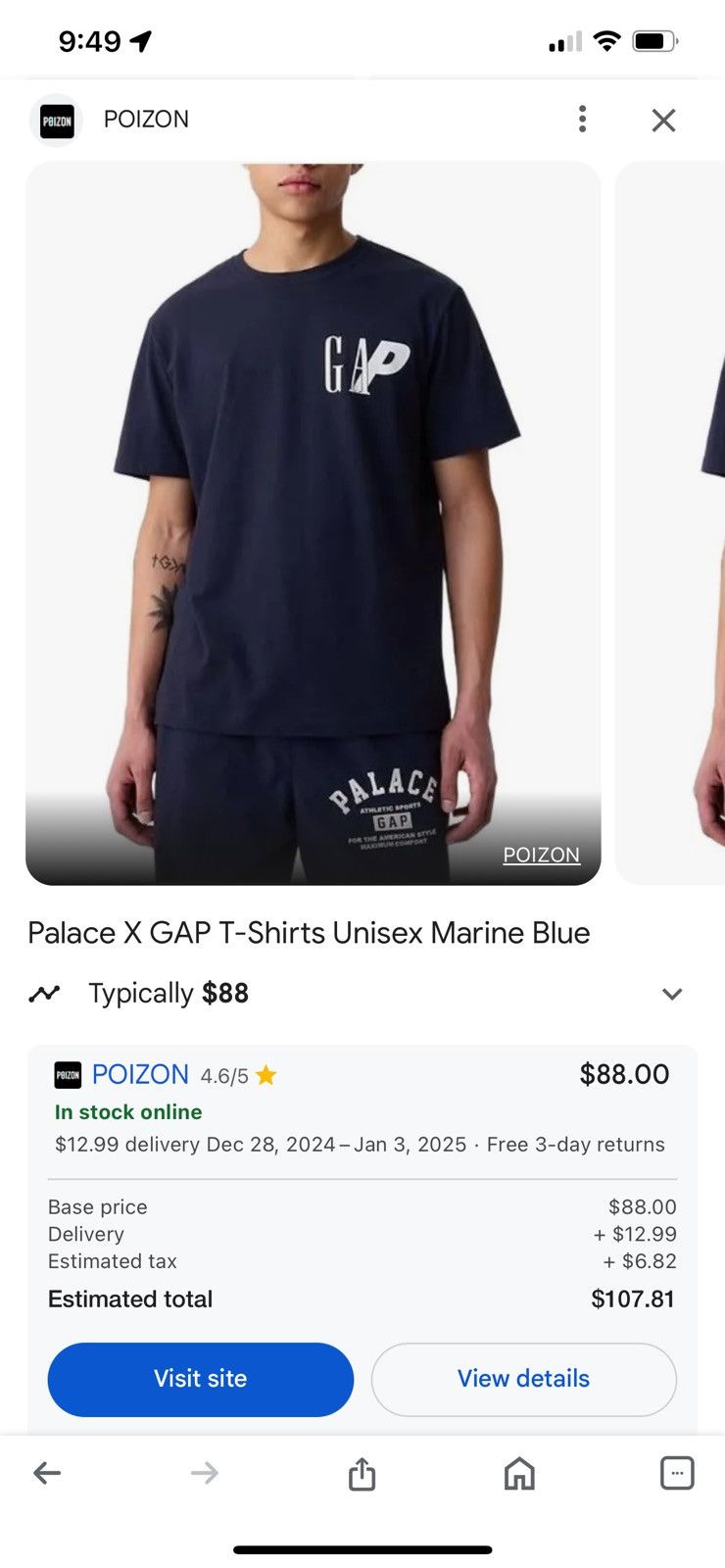 Gap × Palace Gap X Palace collab T Shirt size large Size US L / EU 52-54 / 3 - 3 Thumbnail