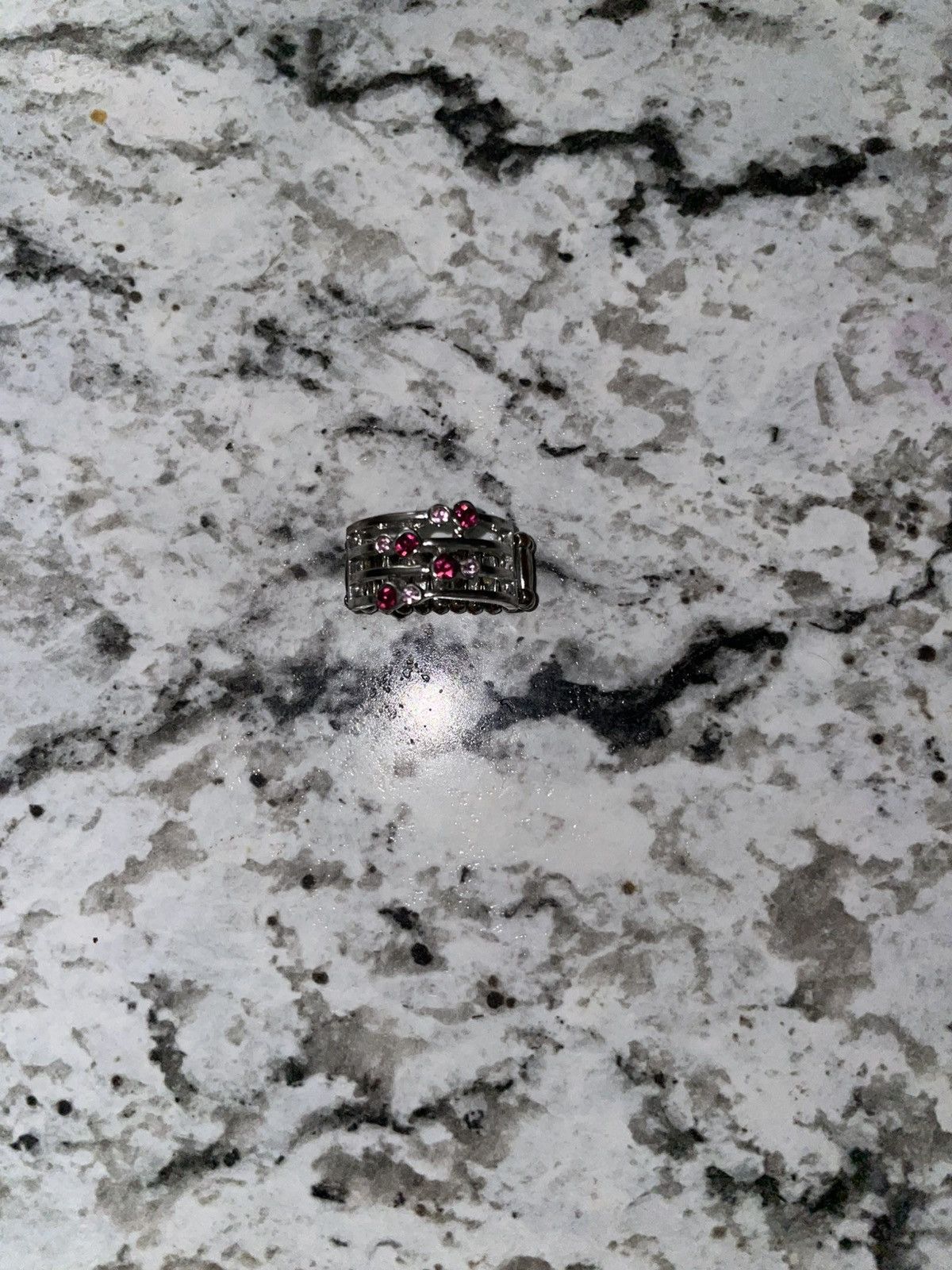 Other Silver ring with red stones Size ONE SIZE - 2 Thumbnail