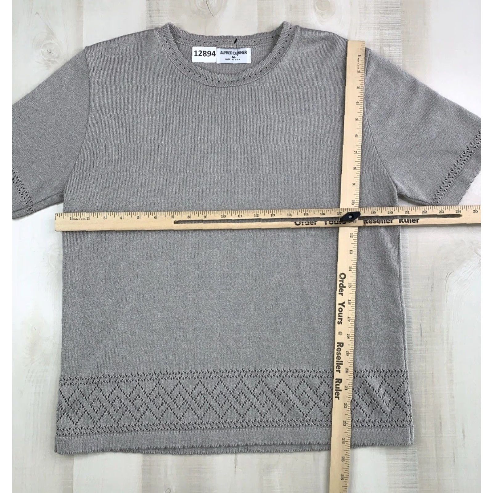 Vintage VINTAGE Alfred Dunner Knit Shirt Womens Open Knit 90s Beige M Short Sleeve Casual T-Shirt USA Retro Grandmacore Size M / US 6-8 / IT 42-44 - 2 Thumbnail