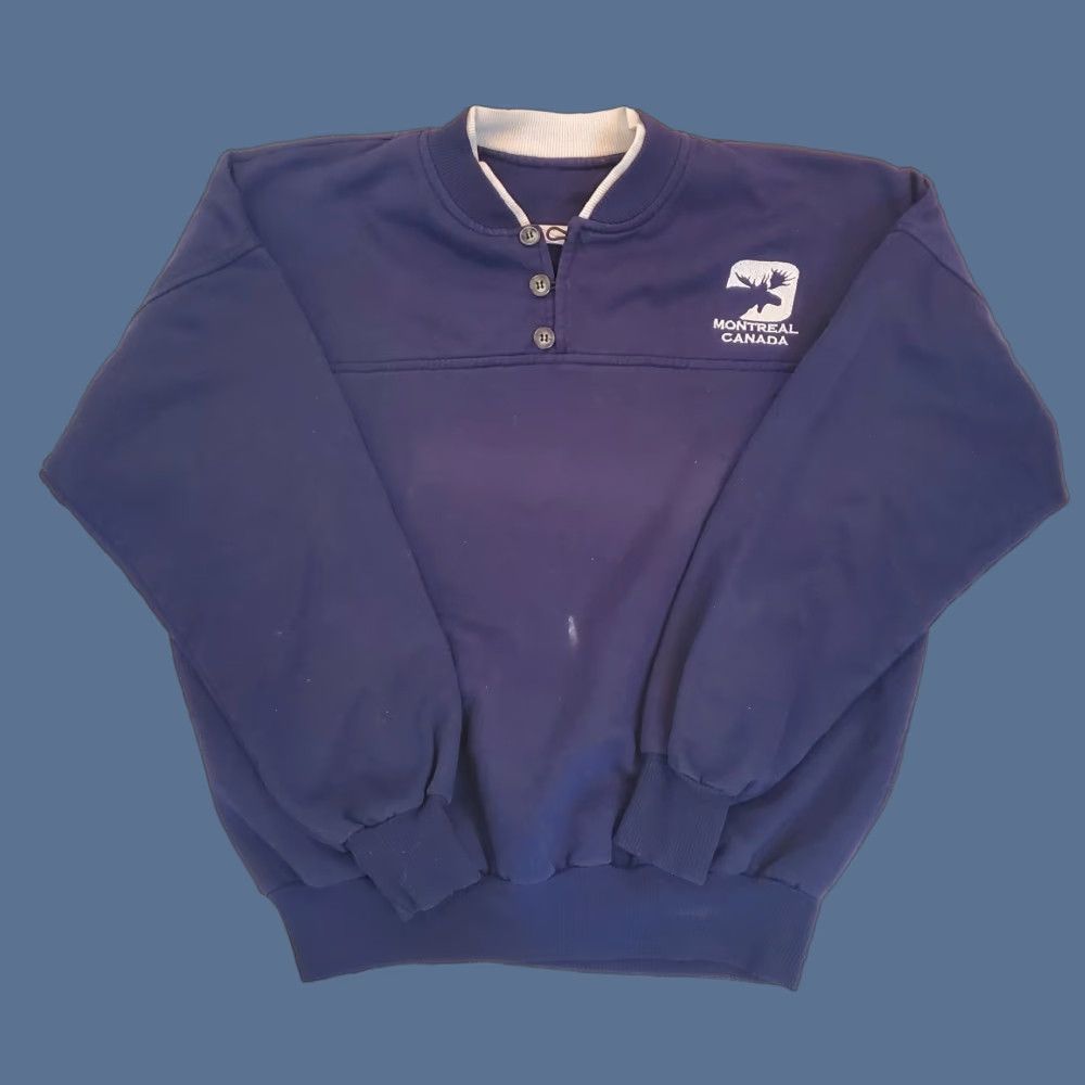 Vintage VINTAGE Montreal Canada Sweatshirt Small Mens Blue Long Sleeve 90s Henley Size US S / EU 44-46 / 1 - 1 Thumbnail
