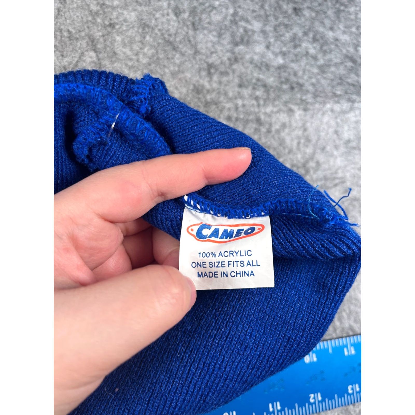 Vintage Cameo Beanie Hat Unisex Adults One Size Blue Acrylic Knit Size ONE SIZE - 7 Thumbnail