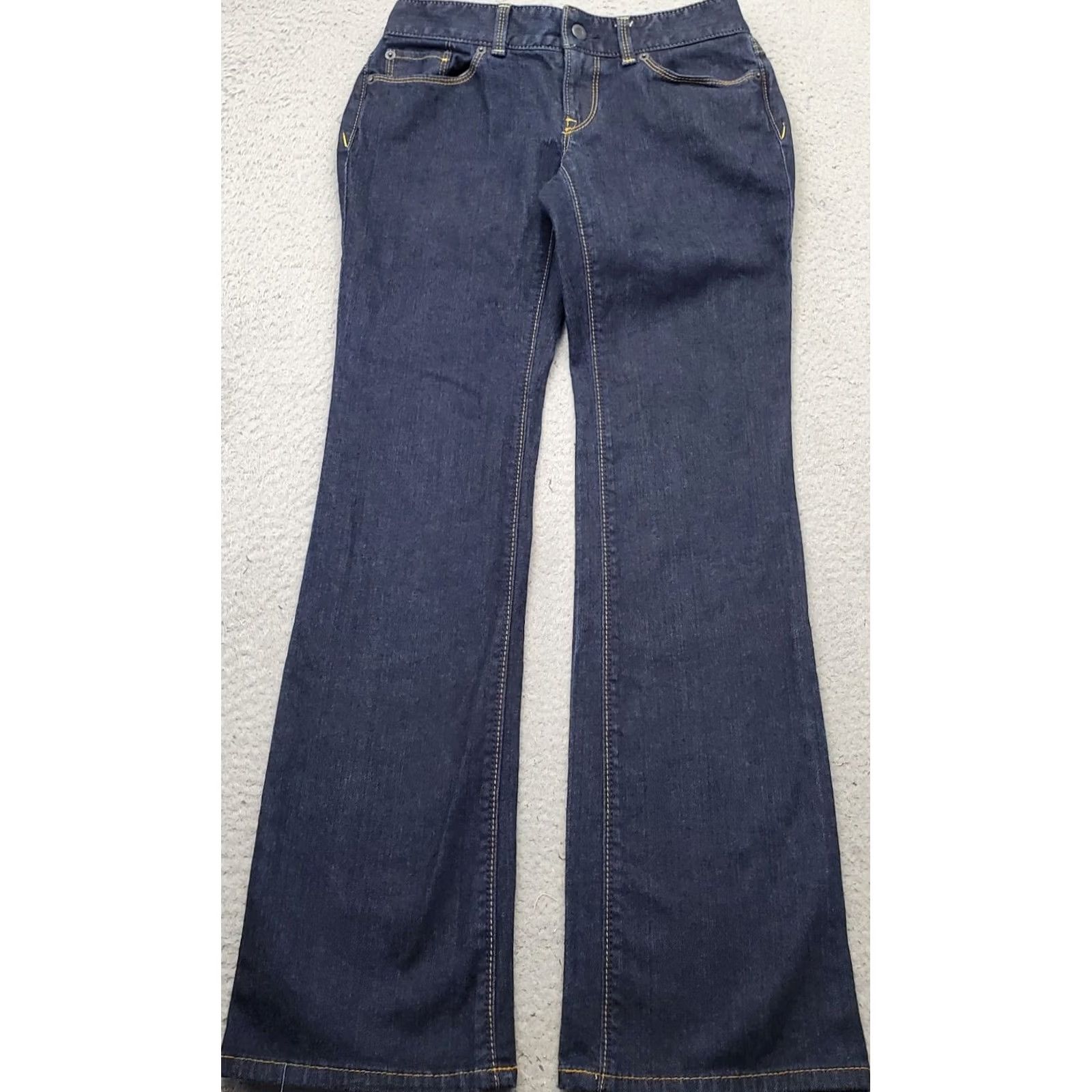 Loft LOFT Ann Taylor Jeans Women 0P Blue Denim Dark Wash Bootcut 5-Pocket Stretch Inseam 29.5" Regular Petite Womens Size 0P Size 25" / US 0 / IT 36 - 2 Thumbnail